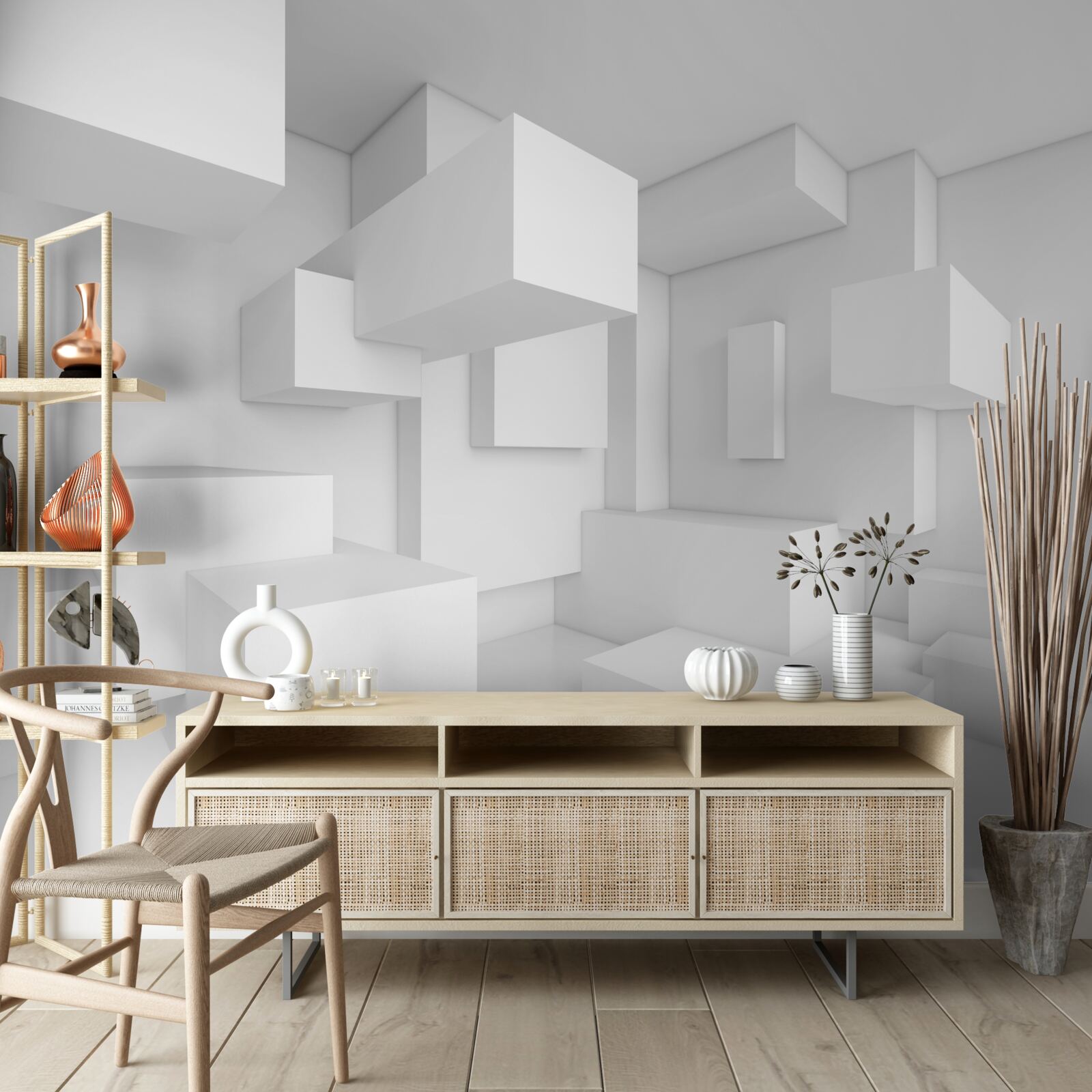 Fotobehang compositie van vliegende rechthoeken