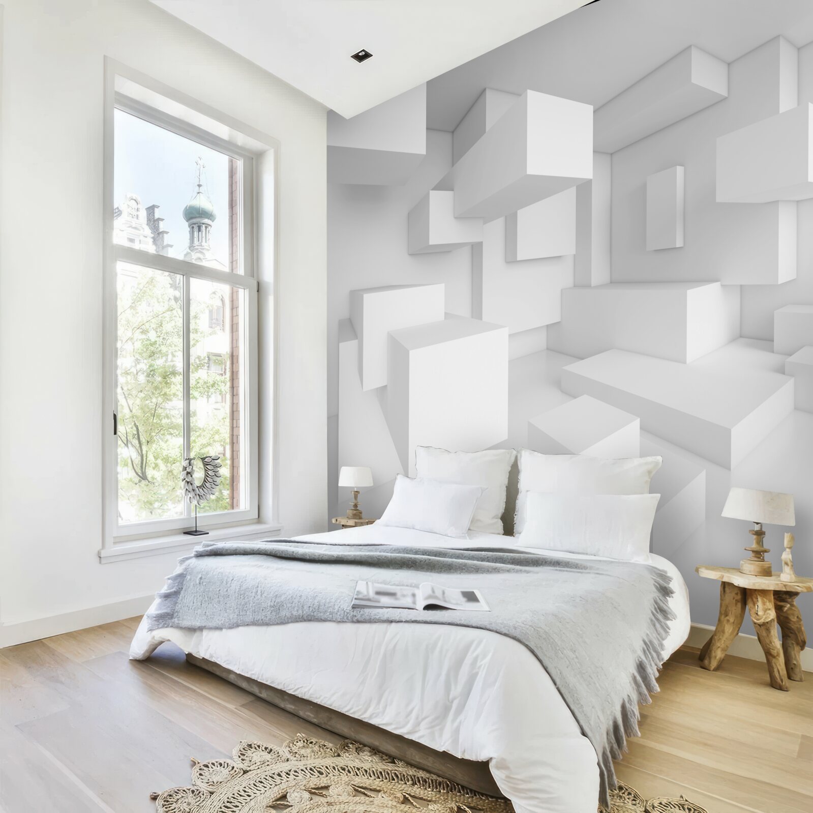 Fotobehang compositie van vliegende rechthoeken