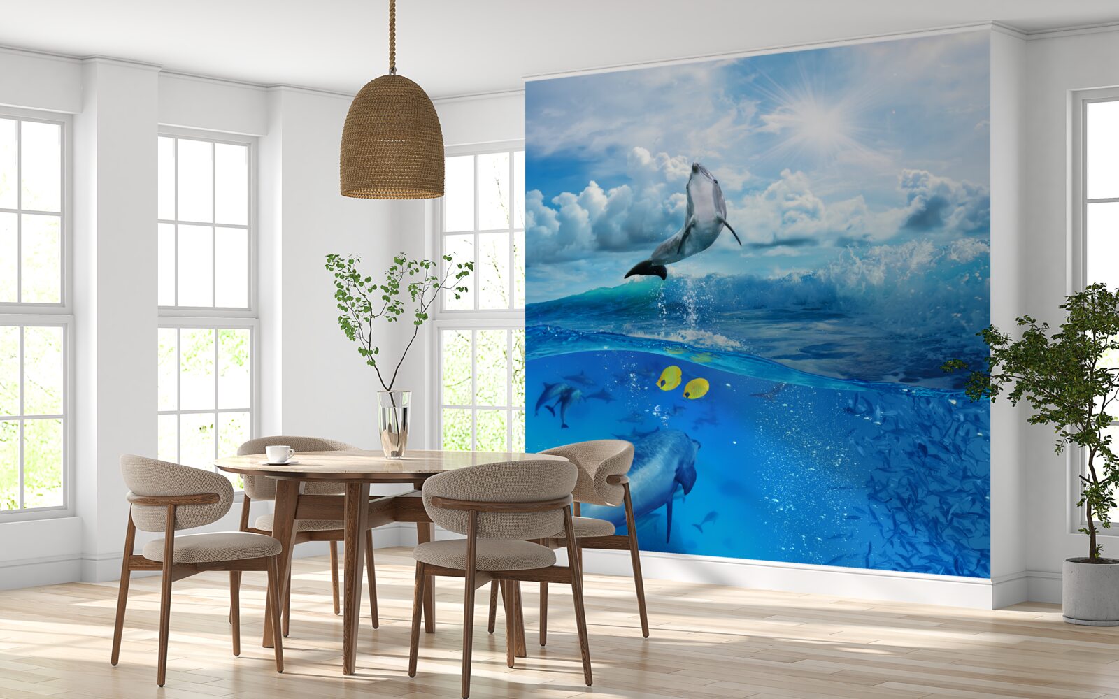 Fotobehang dolfijn springt uit het water