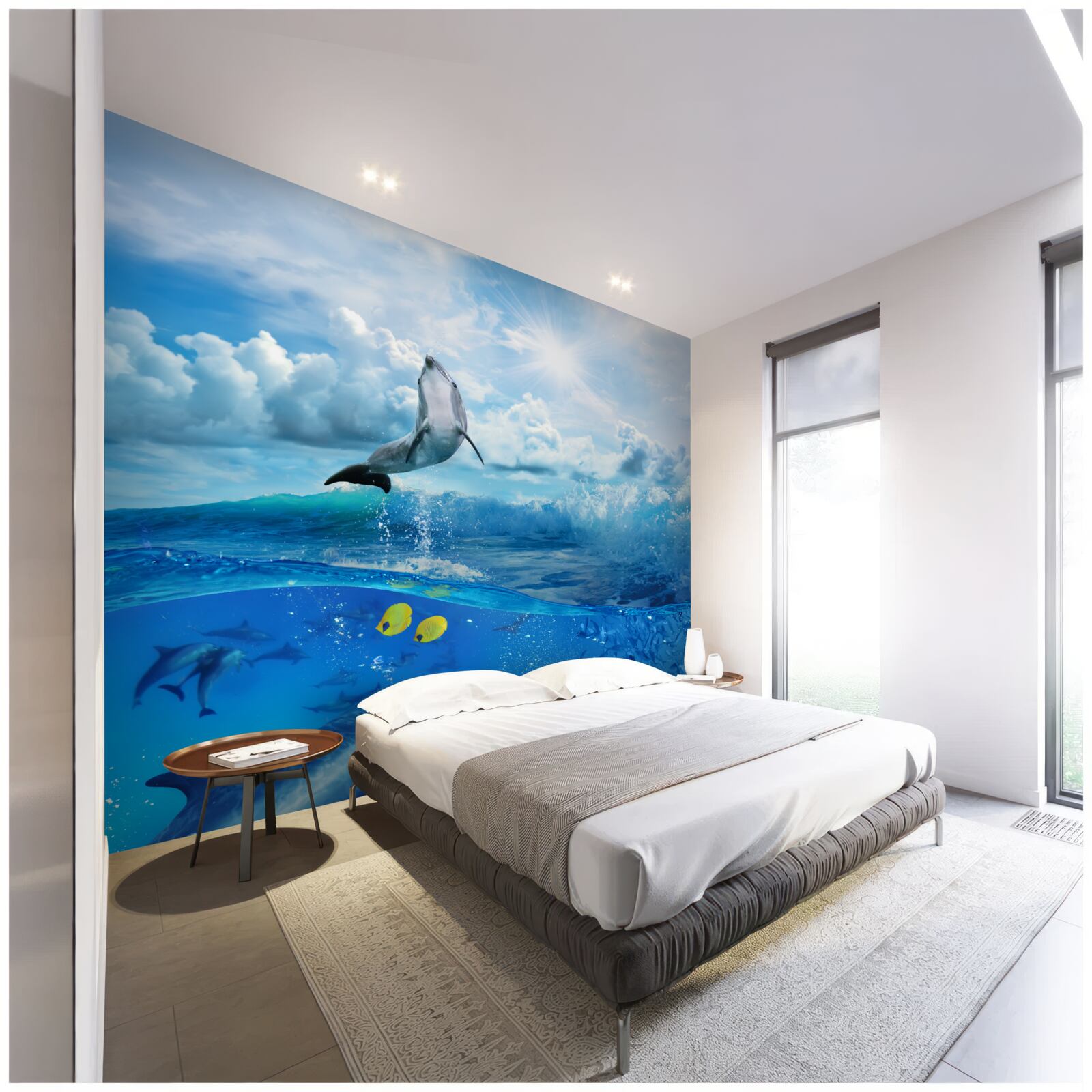 Fotobehang dolfijn springt uit het water