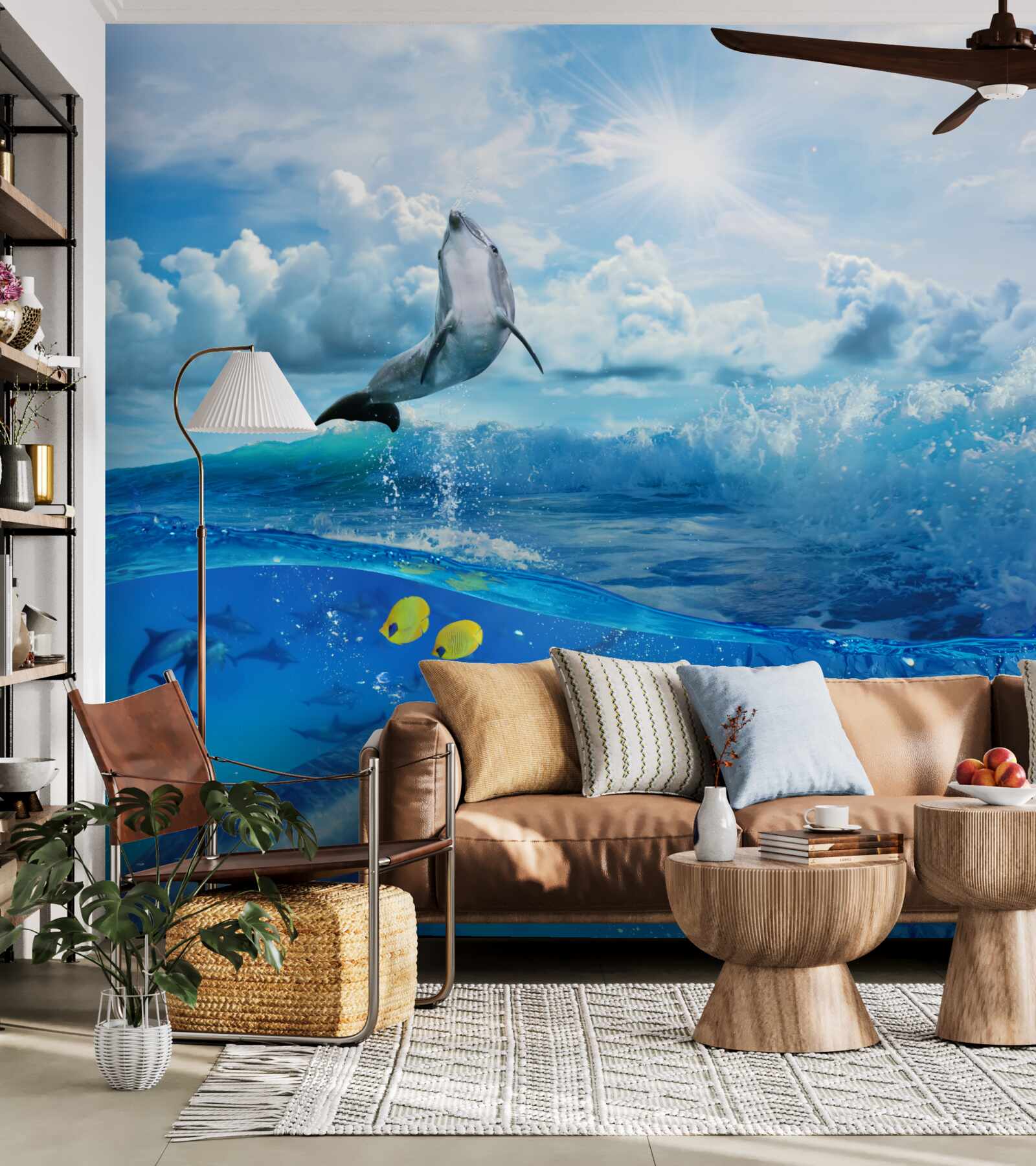 Fotobehang dolfijn springt uit het water