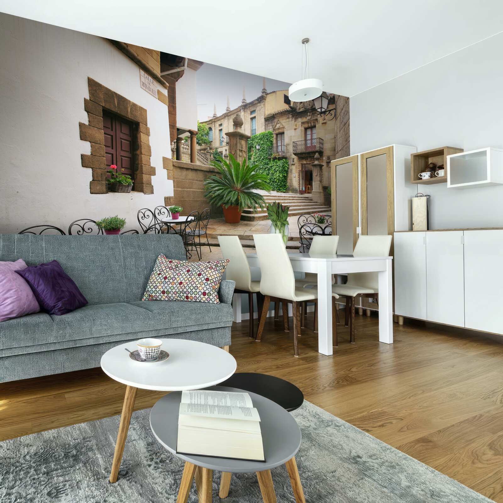 Fotobehang zomertrap in een oude stad