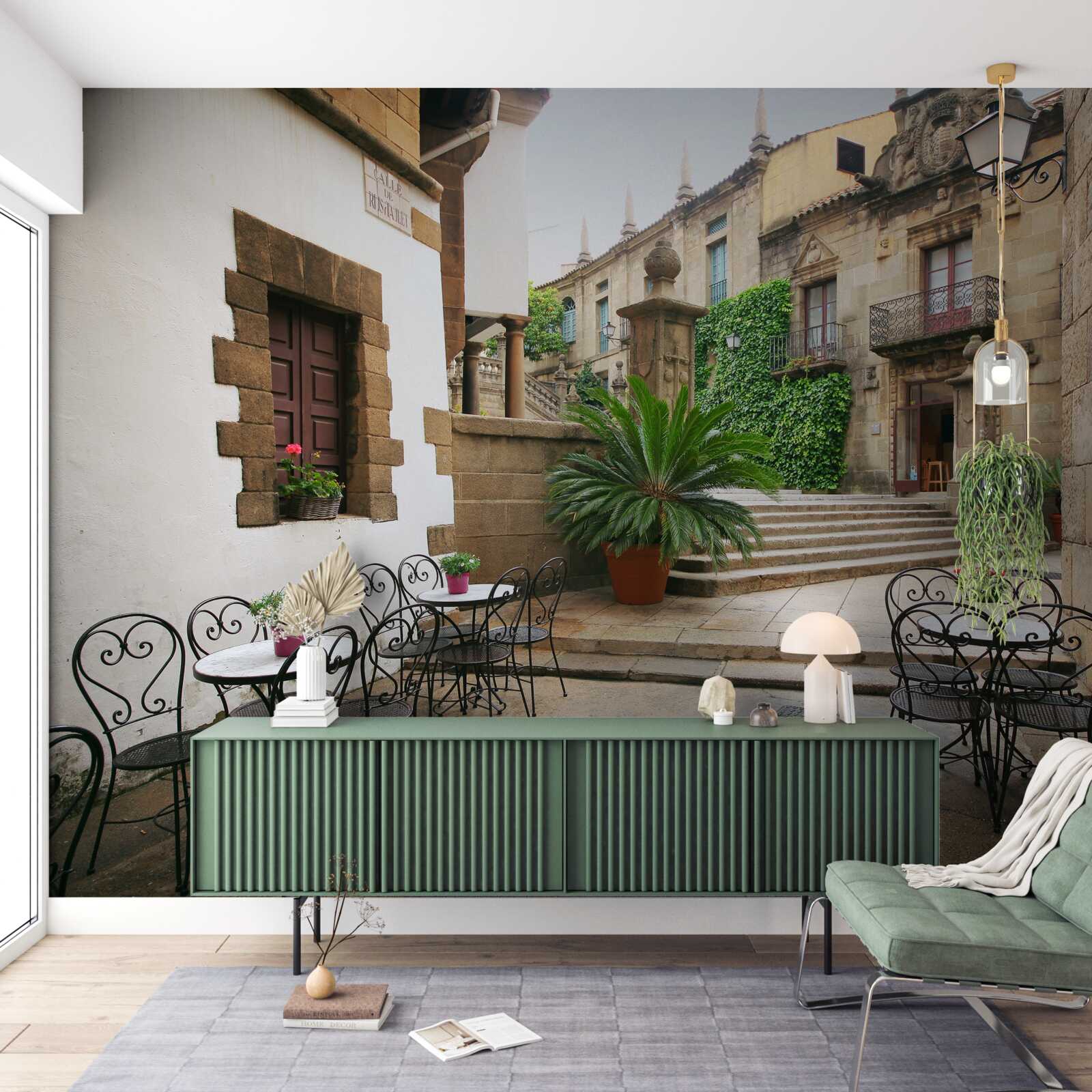 Fotobehang zomertrap in een oude stad