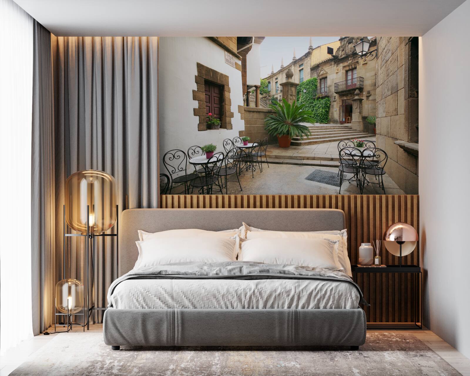 Fotobehang zomertrap in een oude stad