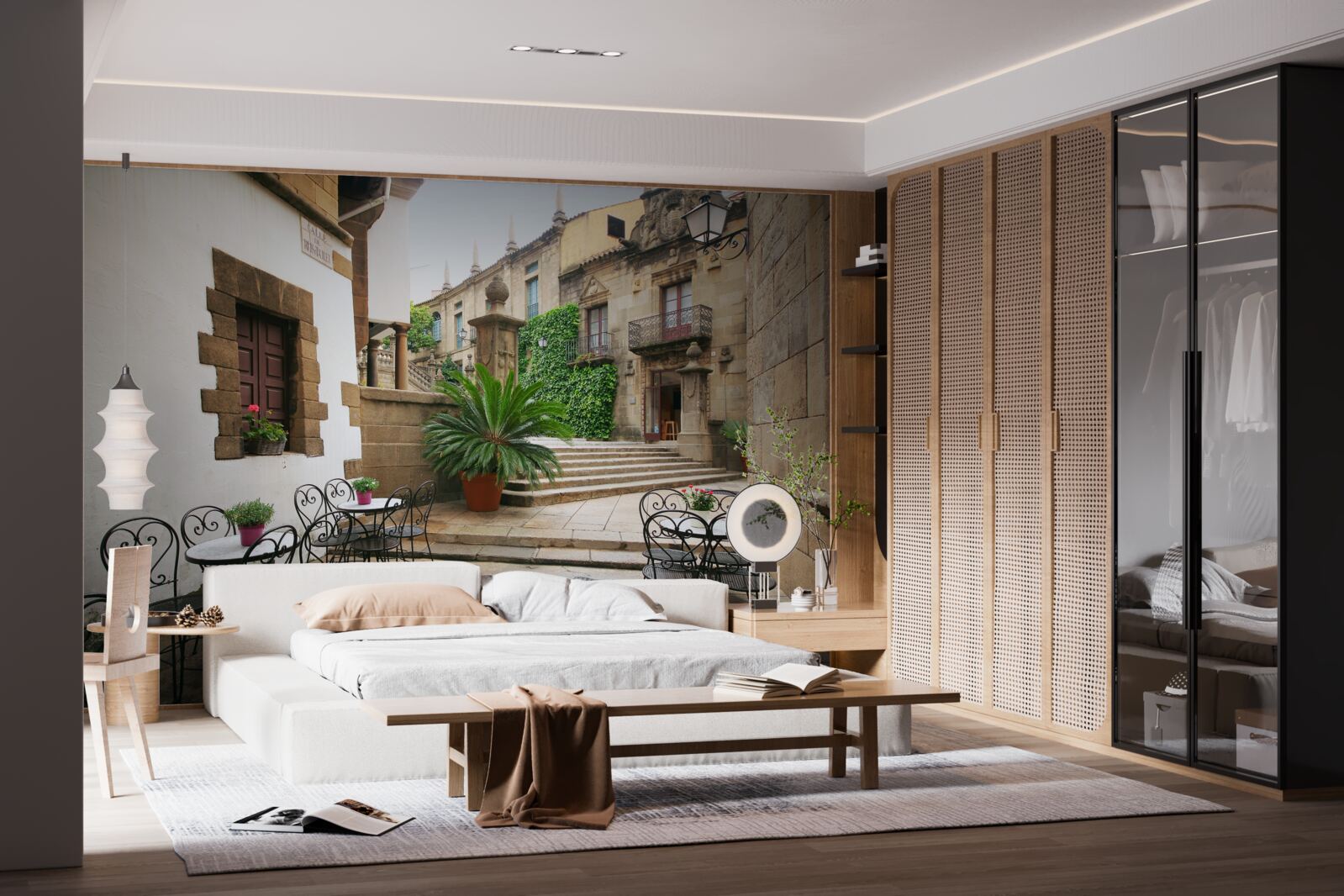 Fotobehang zomertrap in een oude stad