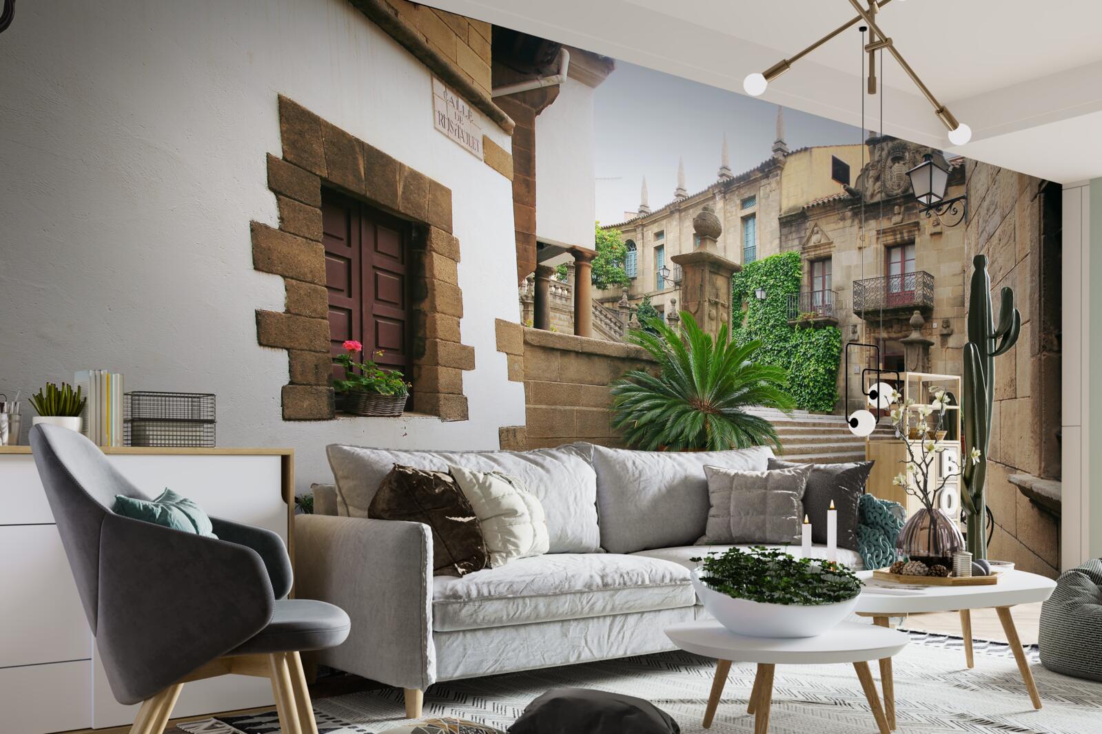 Fotobehang zomertrap in een oude stad