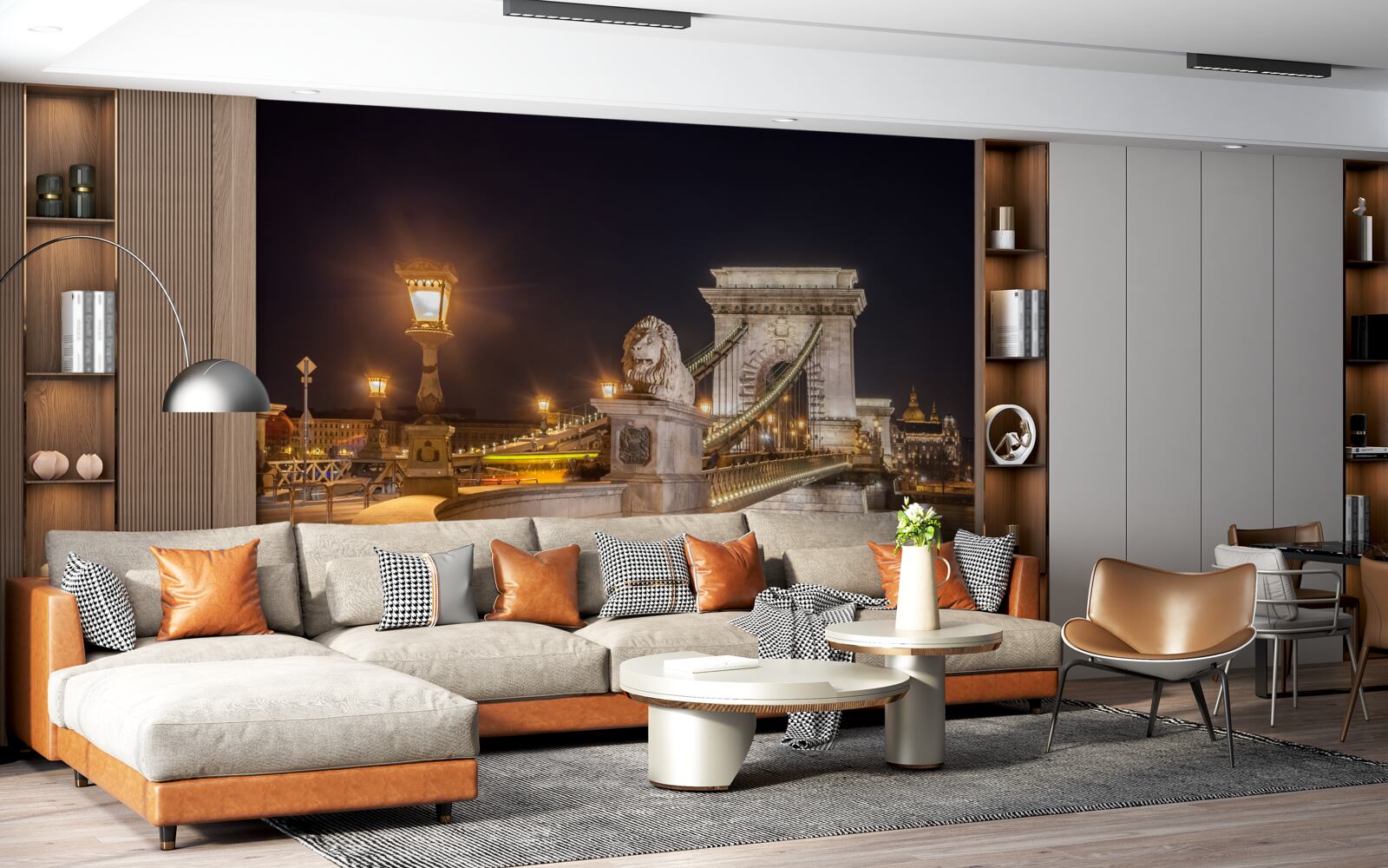 Fotobehang onbewoonde dijk en verwoeste brug