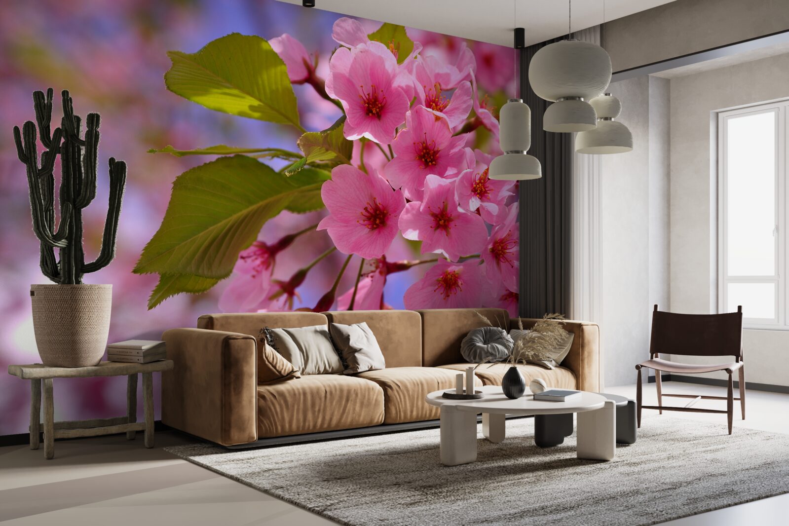 Fotobehang grote sakuraknoppen bloeien in de lente