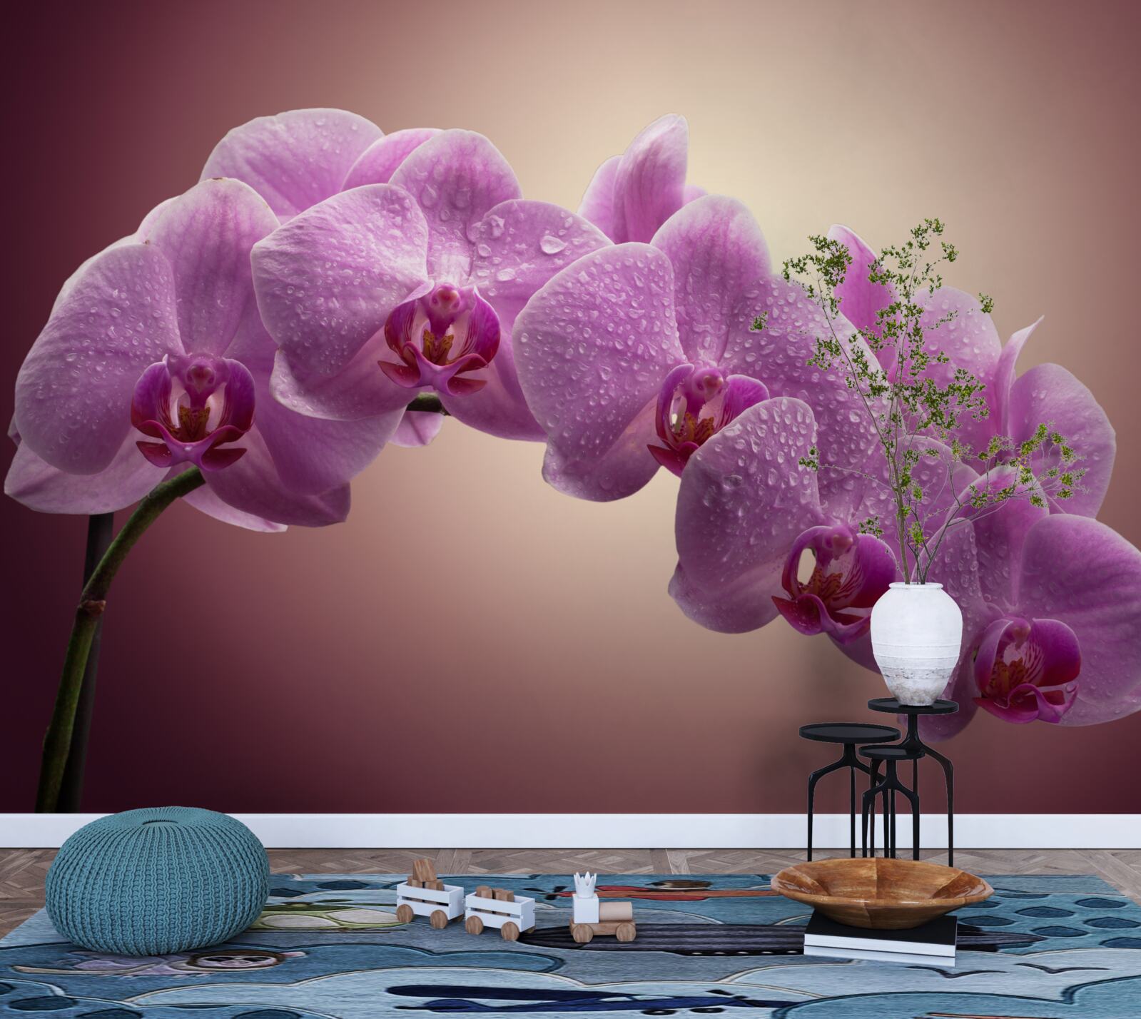 Fotobehang bloeiende tak van een seringorchidee