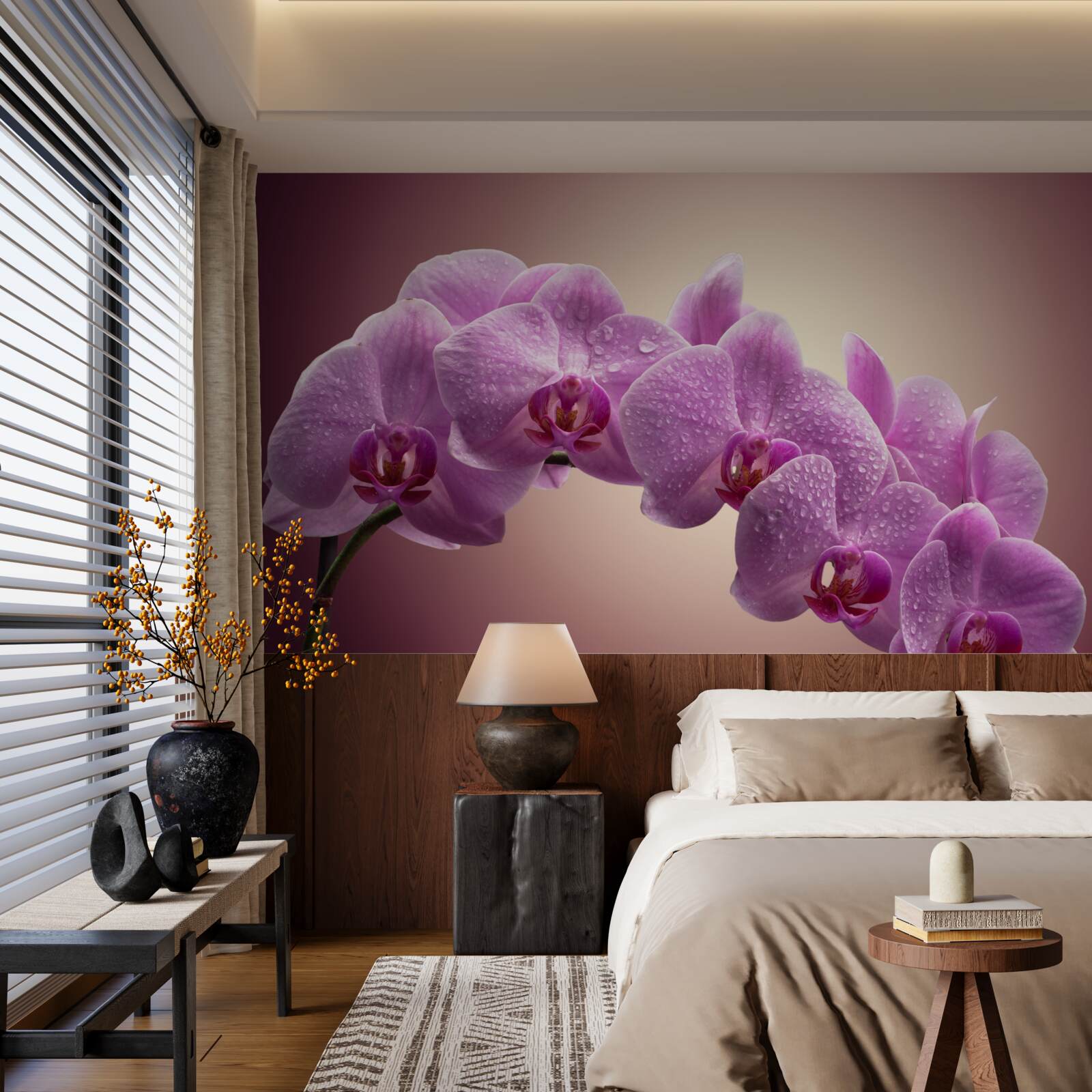 Fotobehang bloeiende tak van een seringorchidee