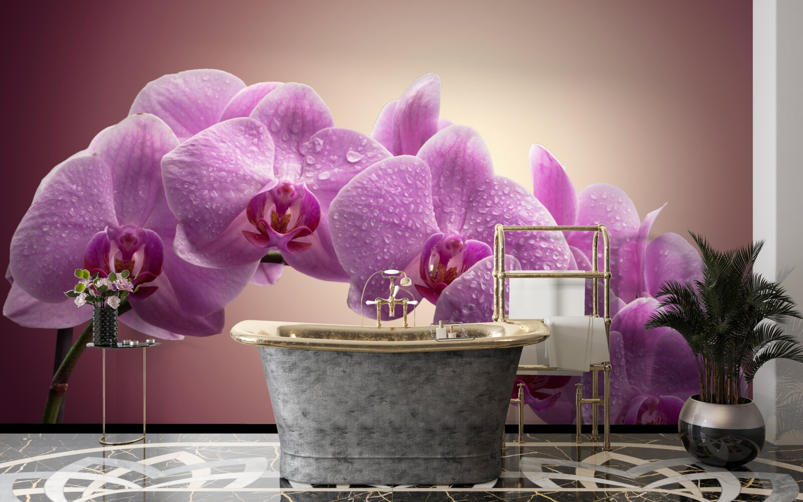 Fotobehang bloeiende tak van een seringorchidee