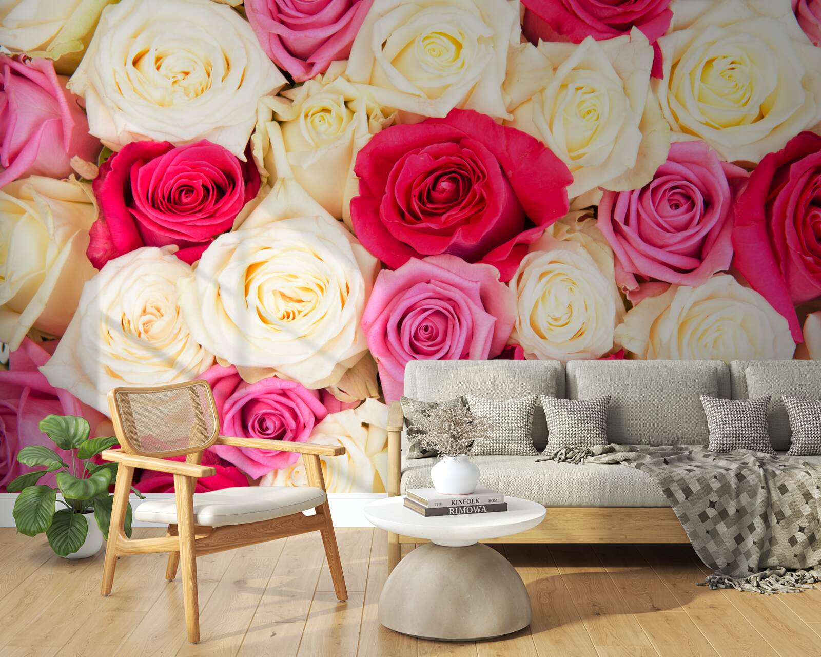 Fotobehang boeket van delicate rozen in verschillende tinten