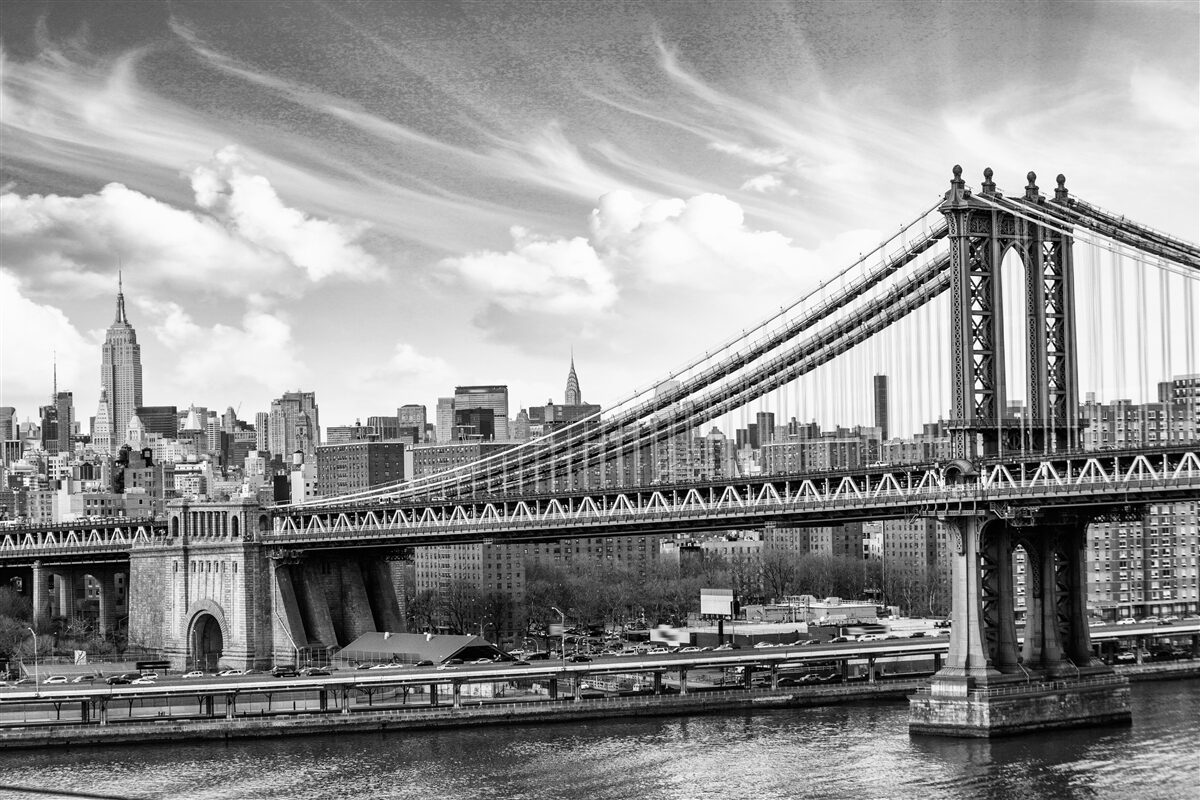Fotobehang verwoeste gemeentelijke brug over de rivier
