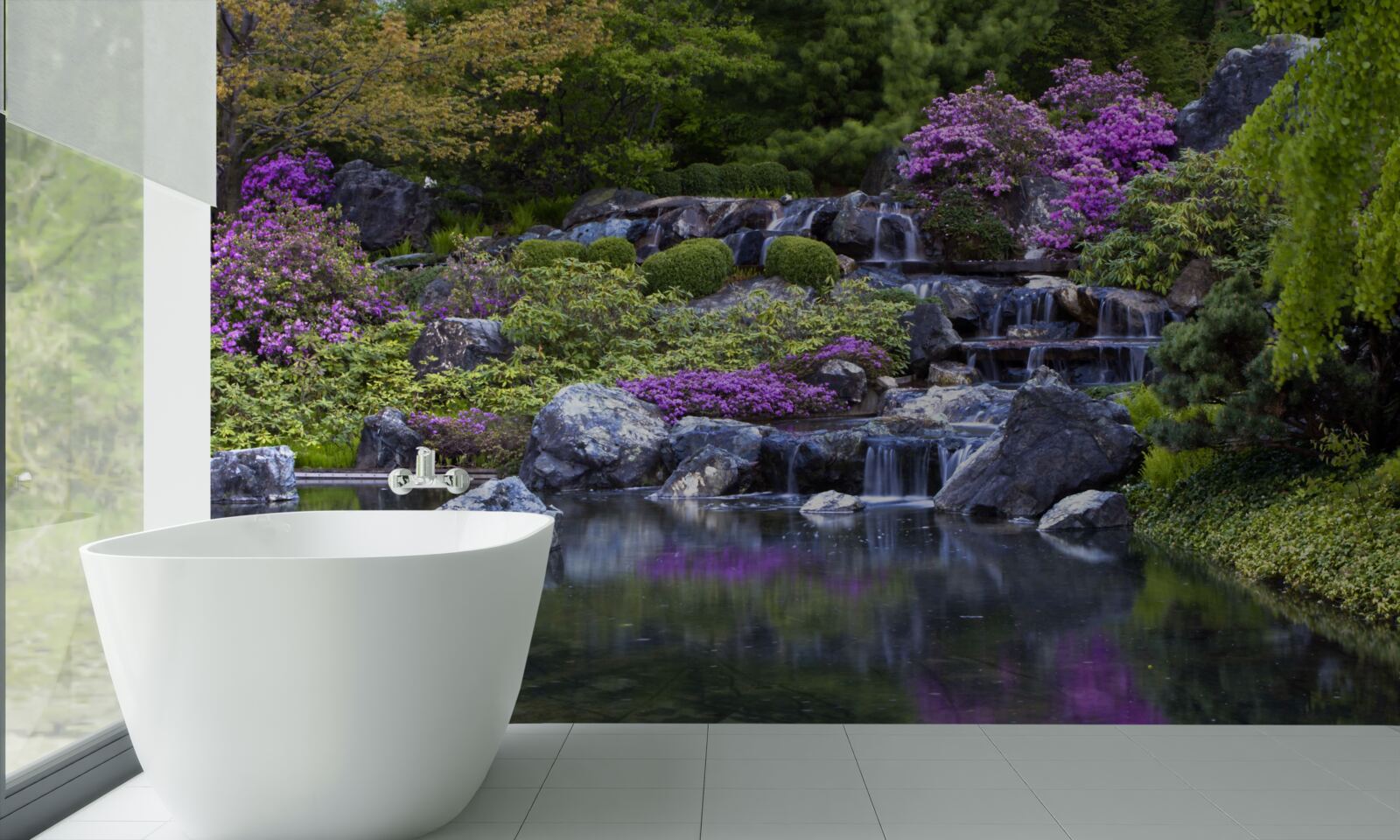 Fotobehang de kalme stroom van een getrapte waterval