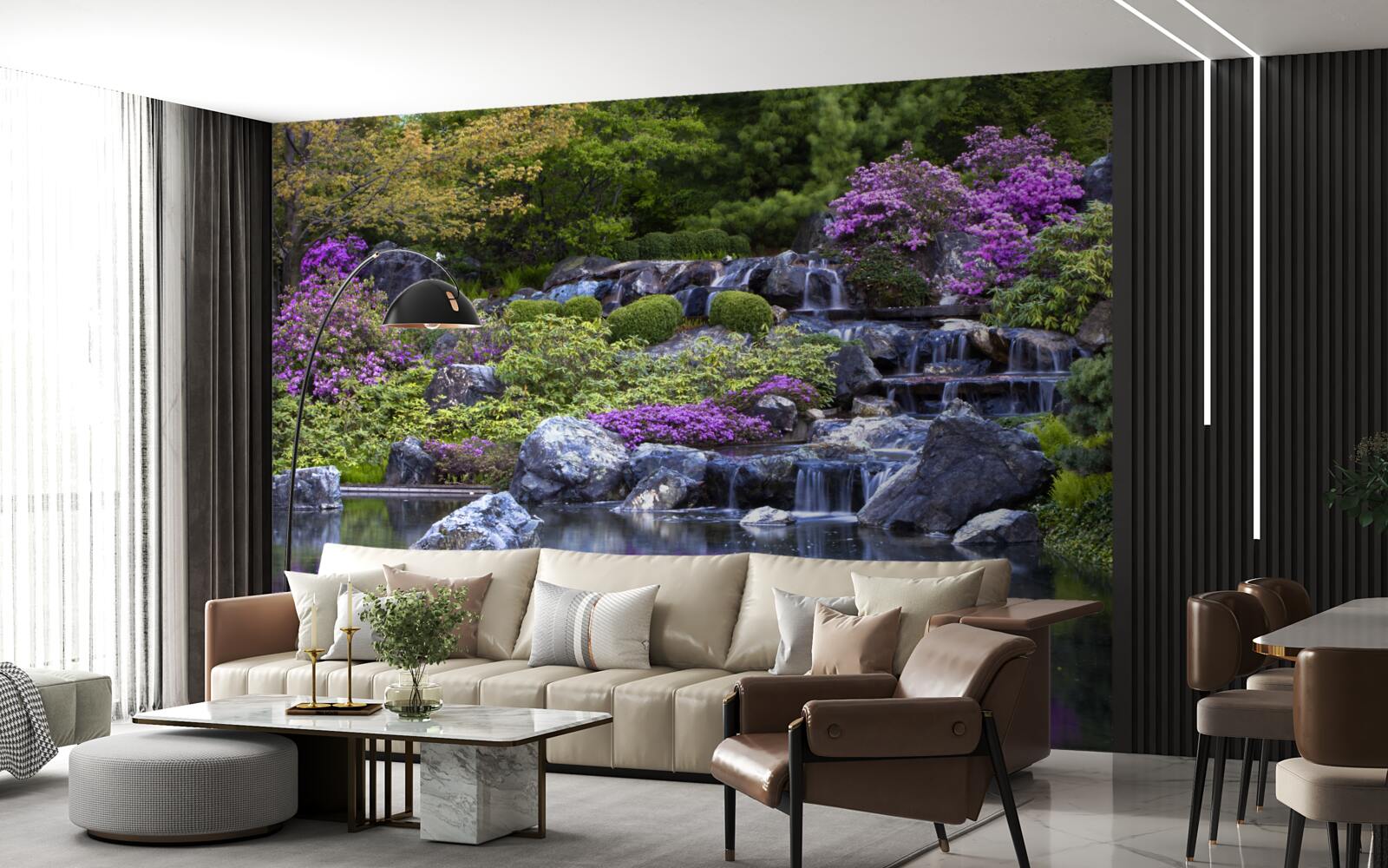 Fotobehang de kalme stroom van een getrapte waterval