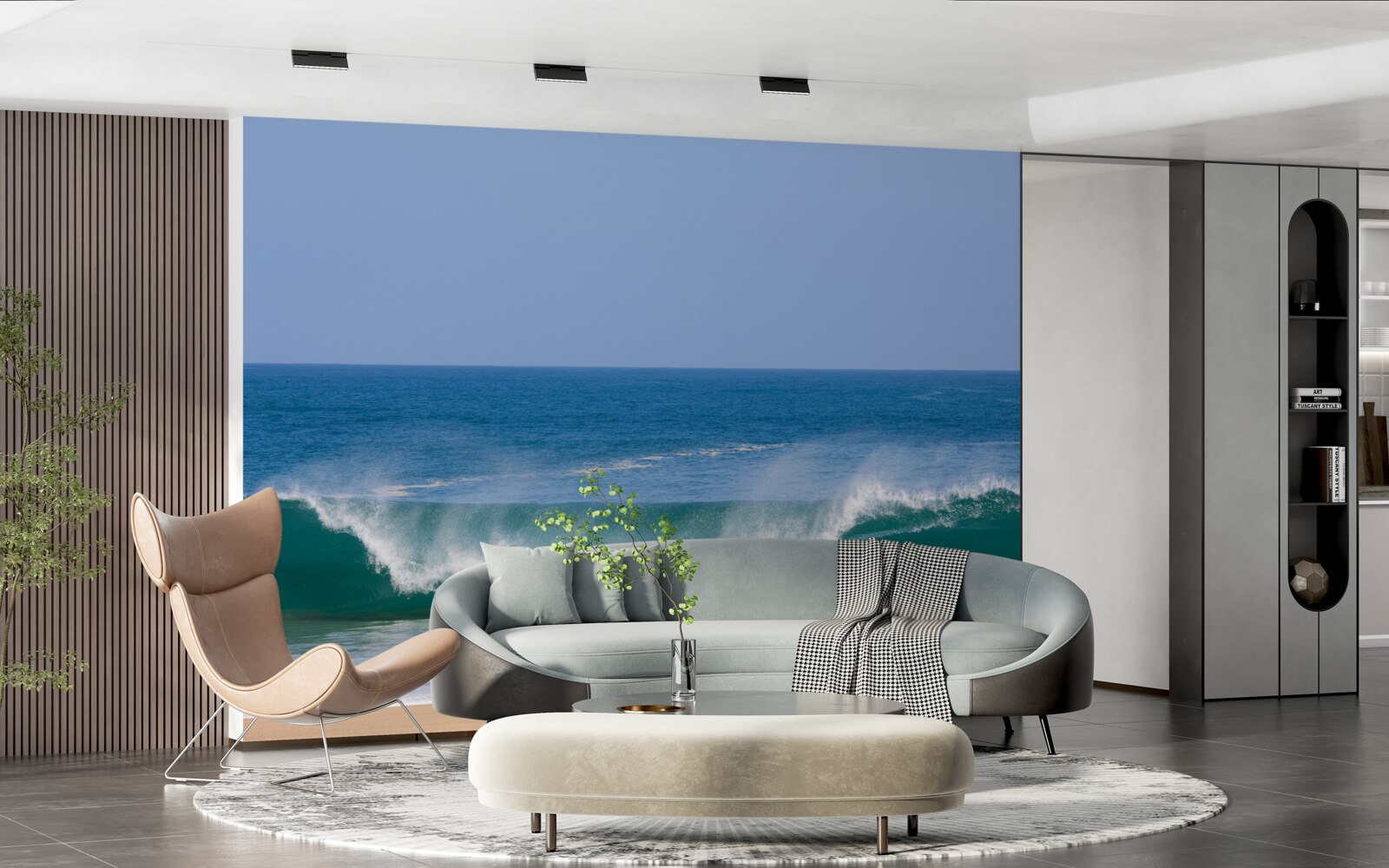 Fotobehang grote oceaangolven voor de kust