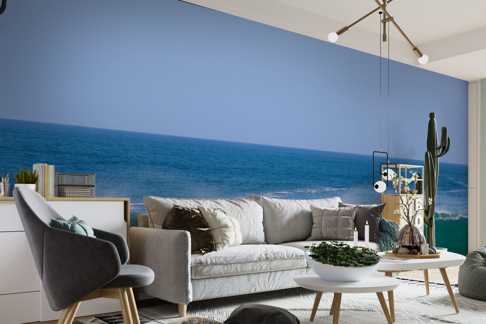 Fotobehang grote oceaangolven voor de kust