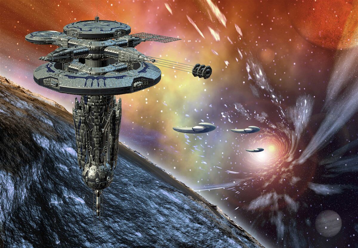 Fotobehang sterrenschepen in het sterrensysteem