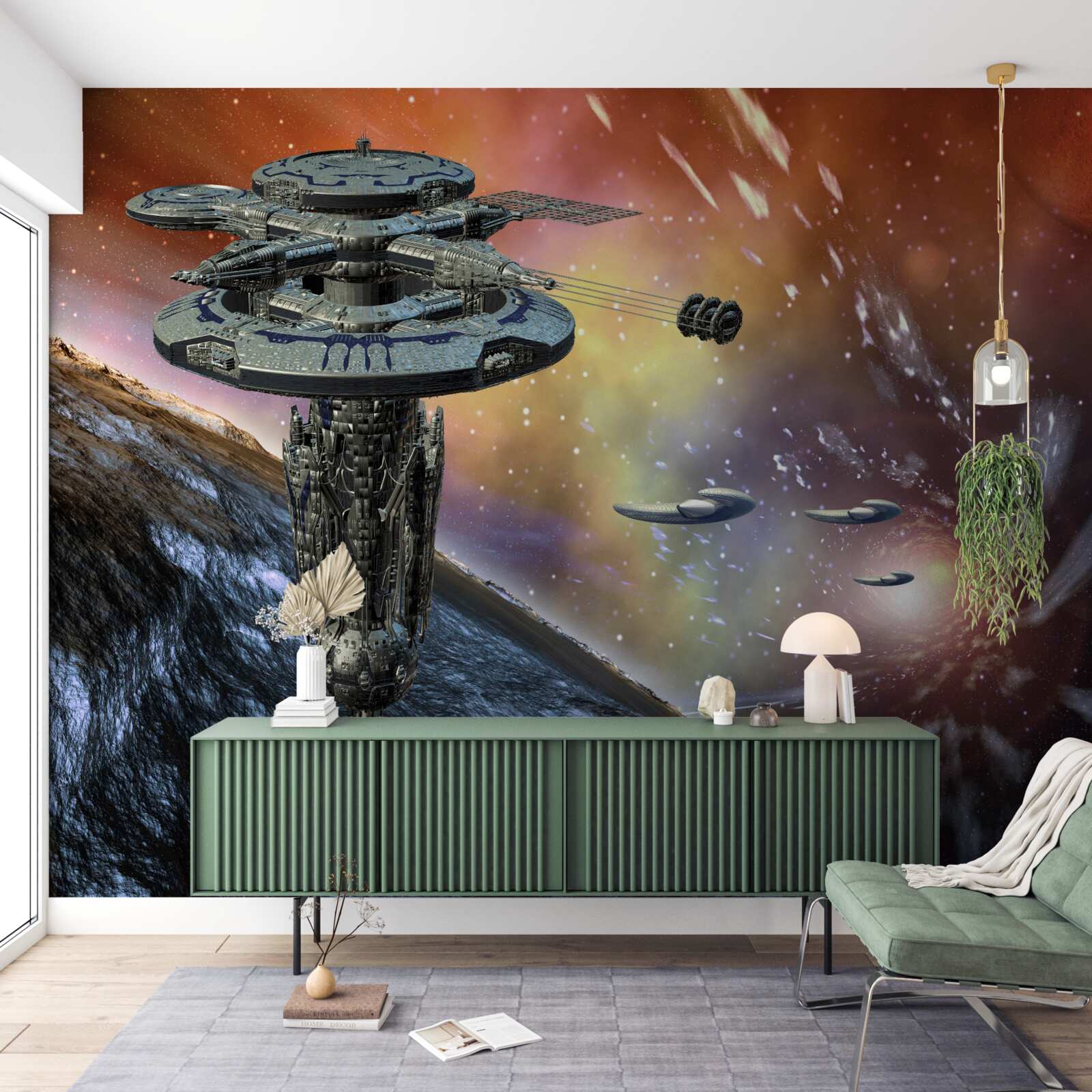 Fotobehang sterrenschepen in het sterrensysteem