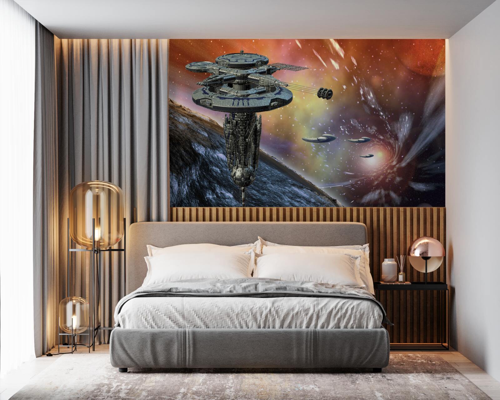 Fotobehang sterrenschepen in het sterrensysteem