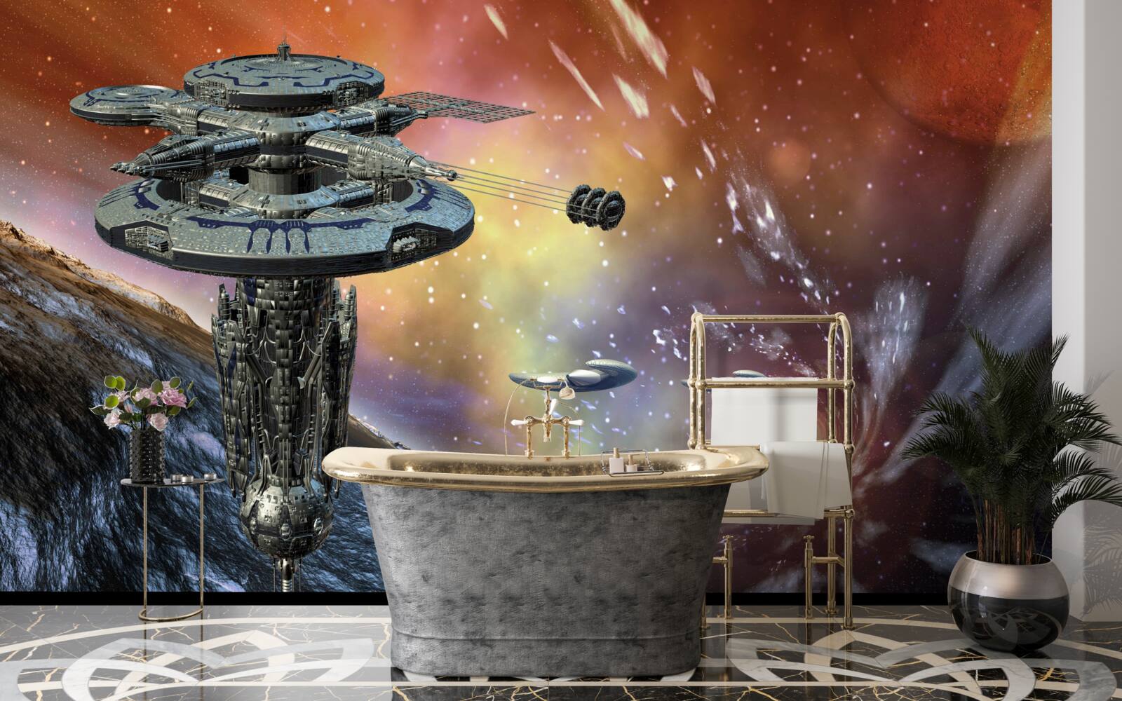 Fotobehang sterrenschepen in het sterrensysteem