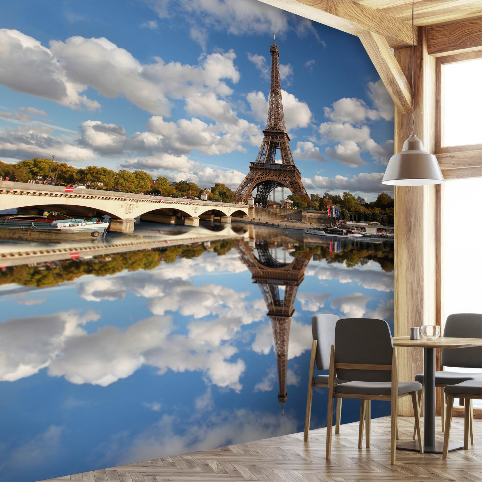 Fotobehang weerspiegeling van parijs in de spiegel