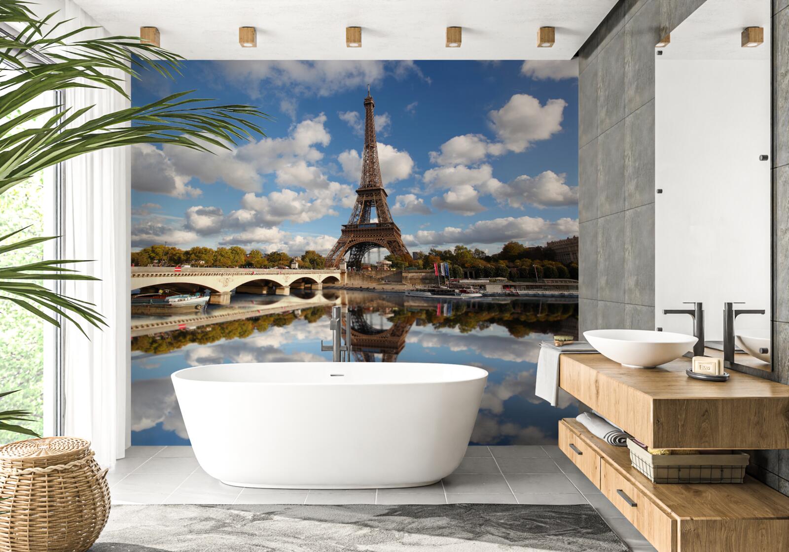 Fotobehang weerspiegeling van parijs in de spiegel