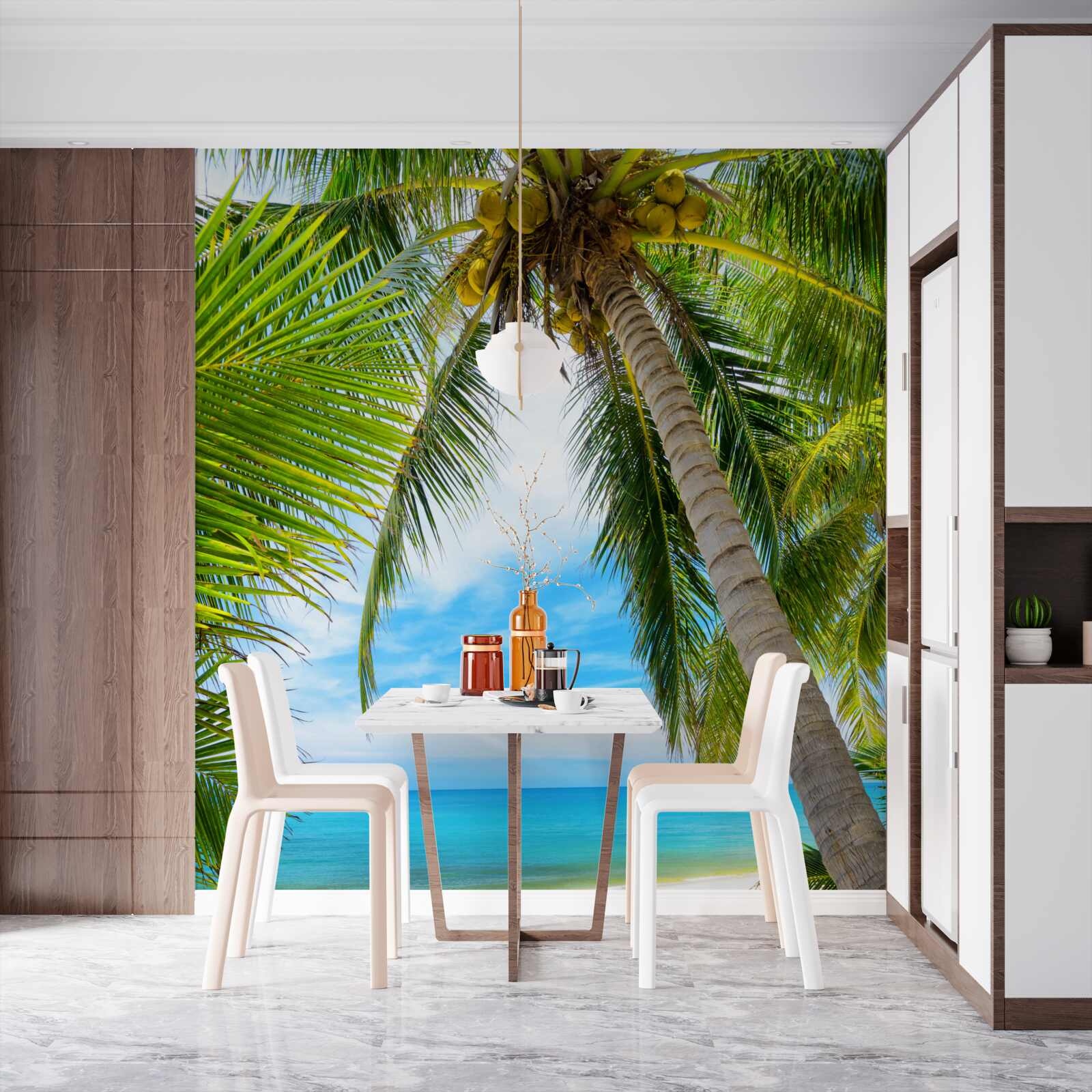 Fotobehang bananenpalm aan een tropische kust