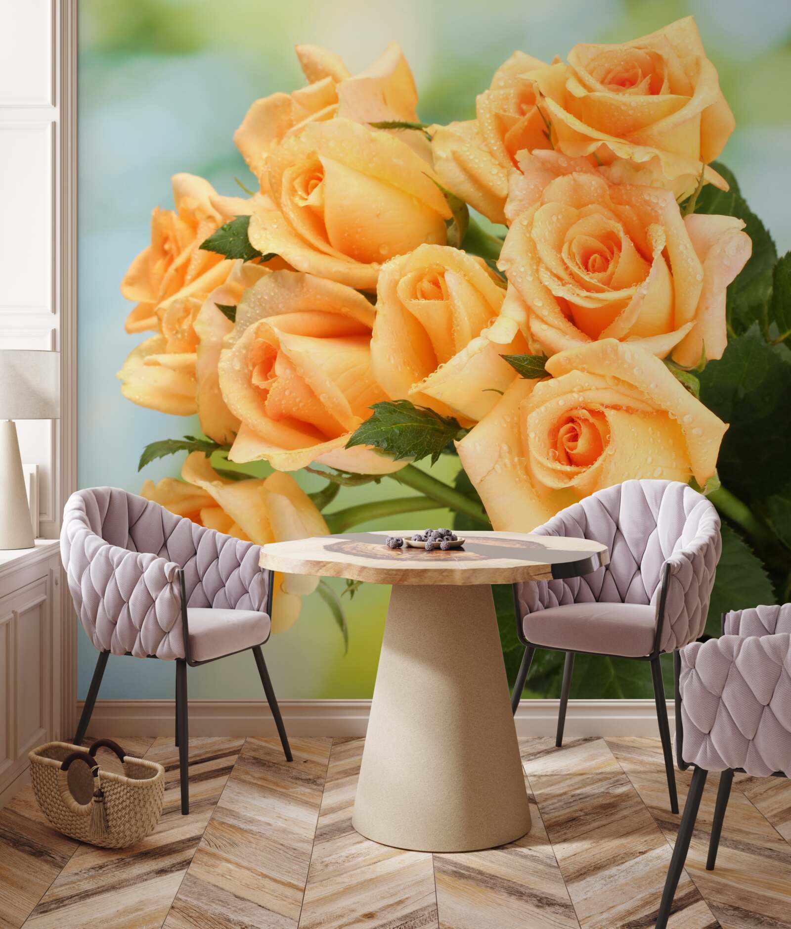 Fotobehang arrangement perzikrozen