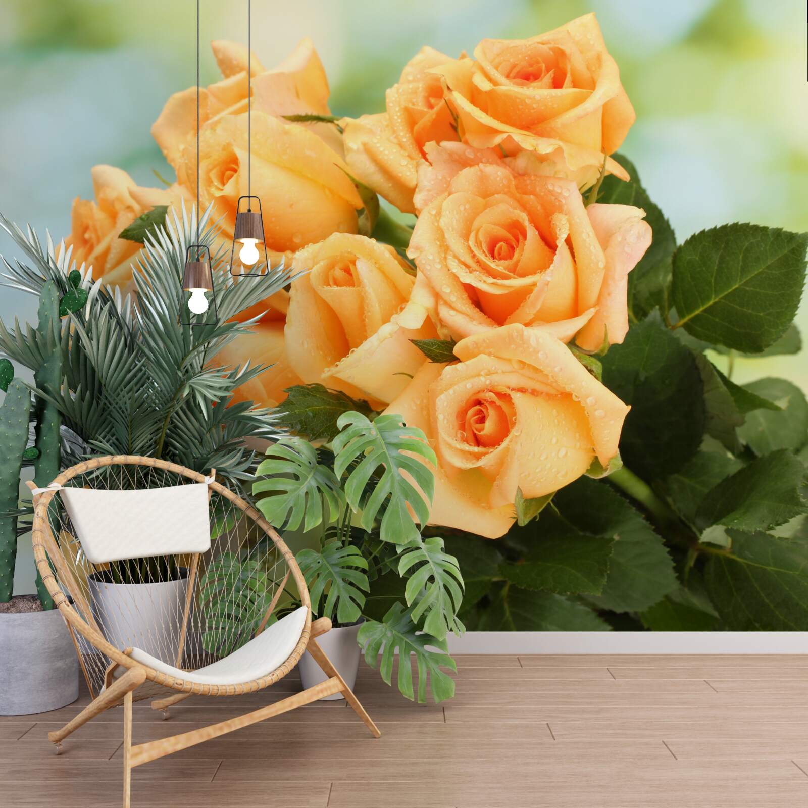 Fotobehang arrangement perzikrozen