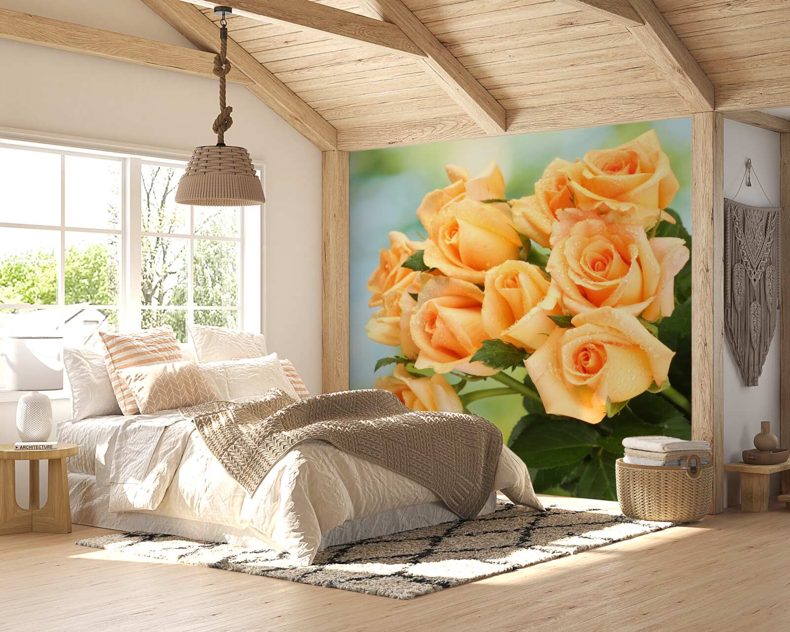 Fotobehang arrangement perzikrozen