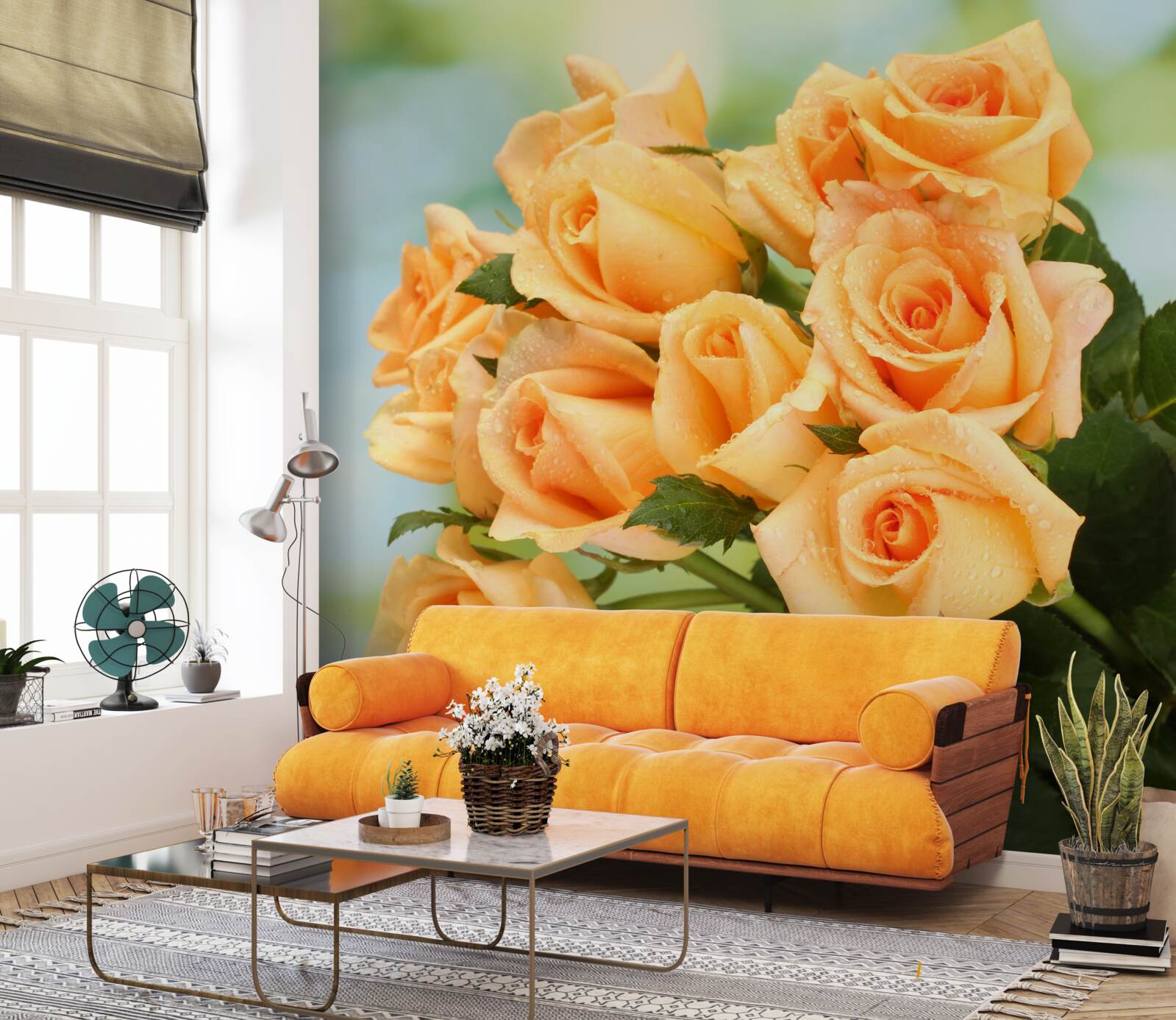 Fotobehang arrangement perzikrozen