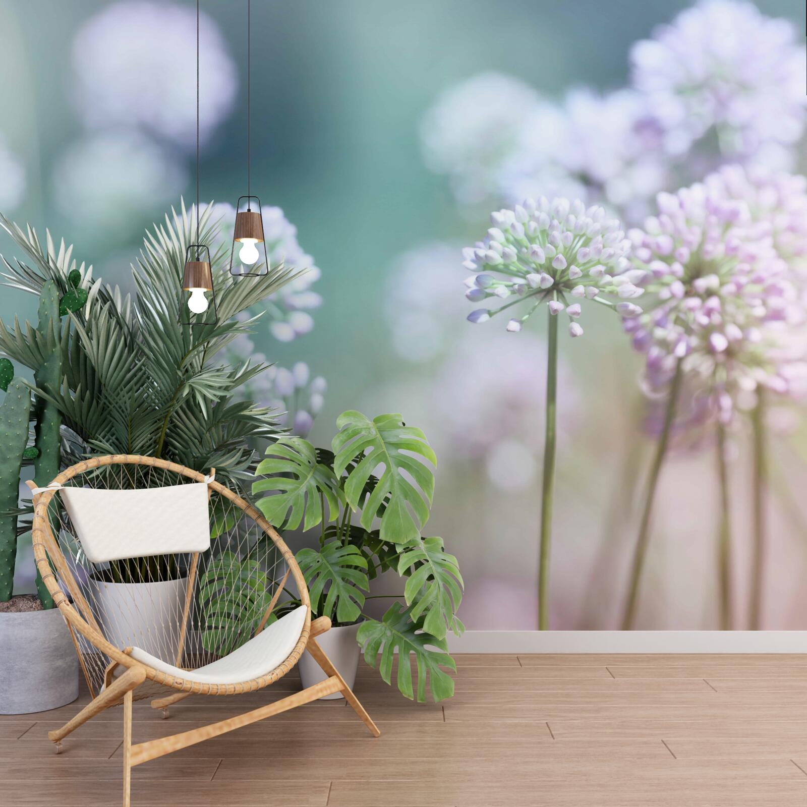Fotobehang bloemen van delicaat wit melkkruid