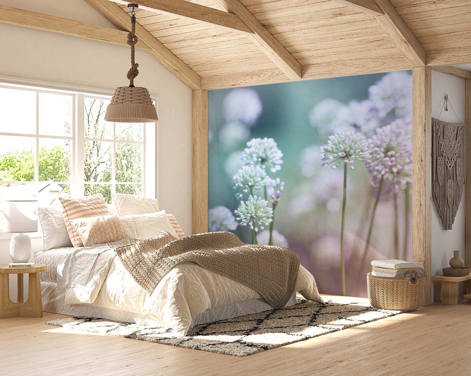 Fotobehang bloemen van delicaat wit melkkruid