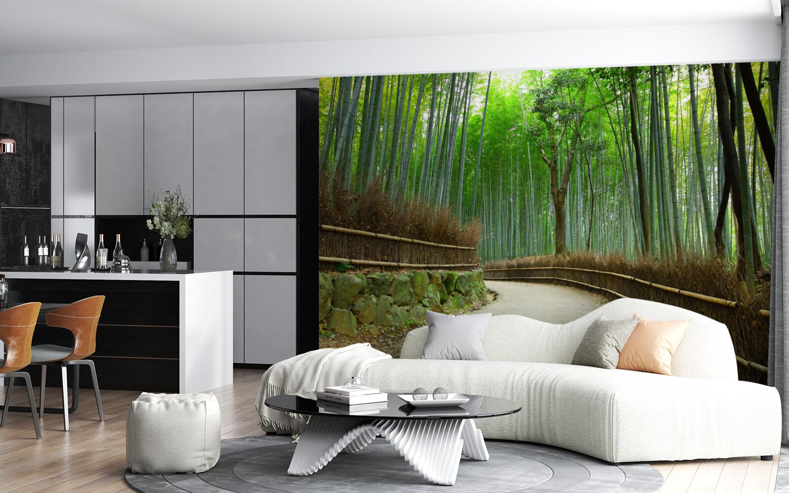 Fotobehang pad in het bamboebos