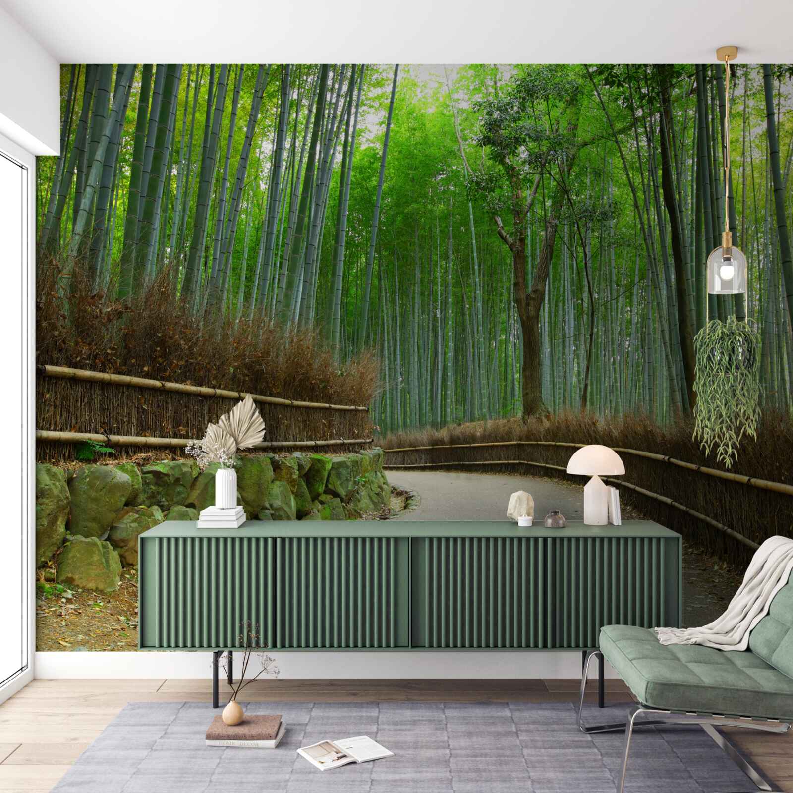 Fotobehang pad in het bamboebos