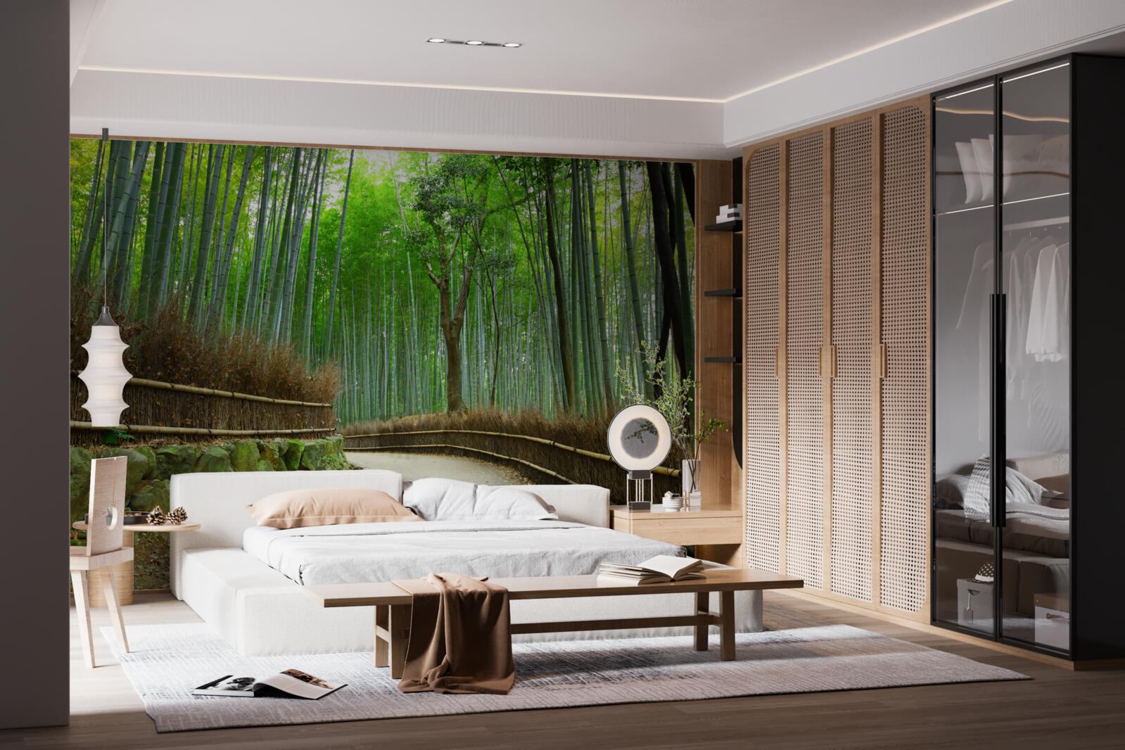 Fotobehang pad in het bamboebos