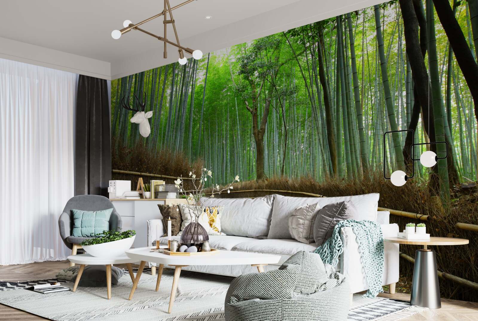 Fotobehang pad in het bamboebos