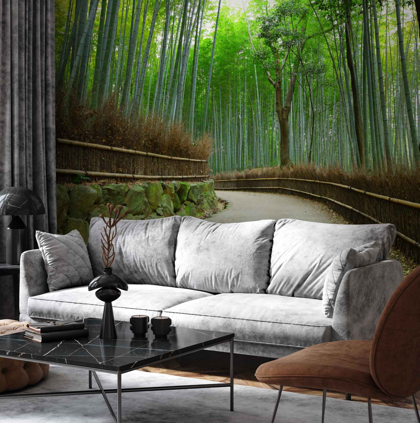 Fotobehang pad in het bamboebos