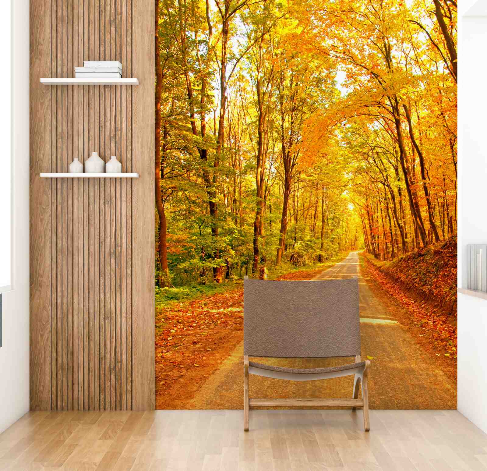 Fotobehang pad in het herfstbos