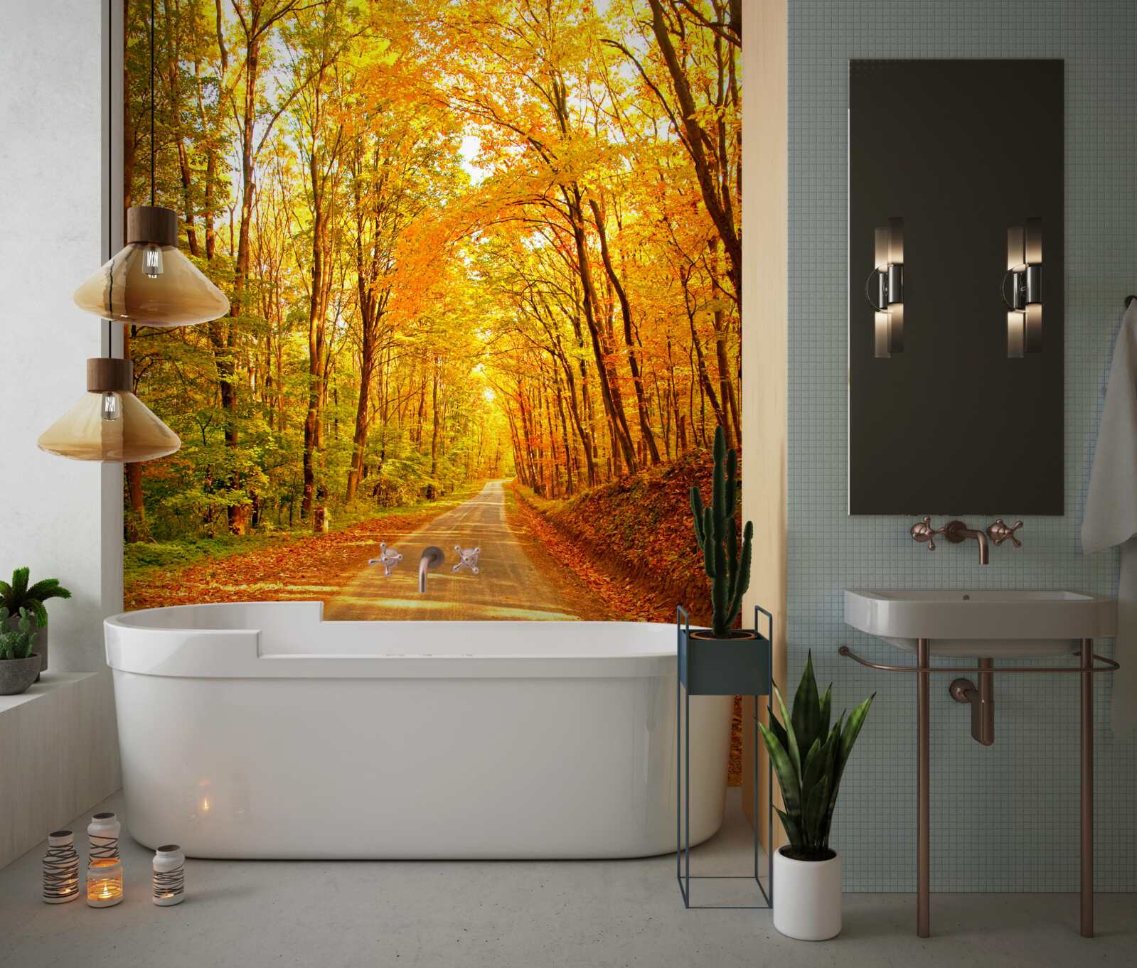 Fotobehang pad in het herfstbos