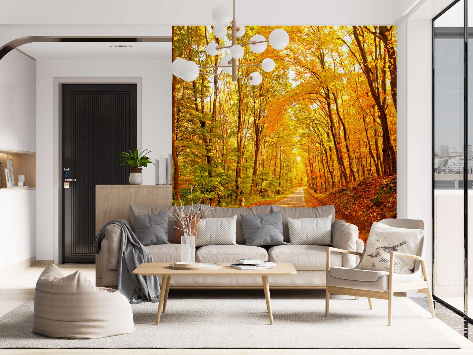 Fotobehang pad in het herfstbos