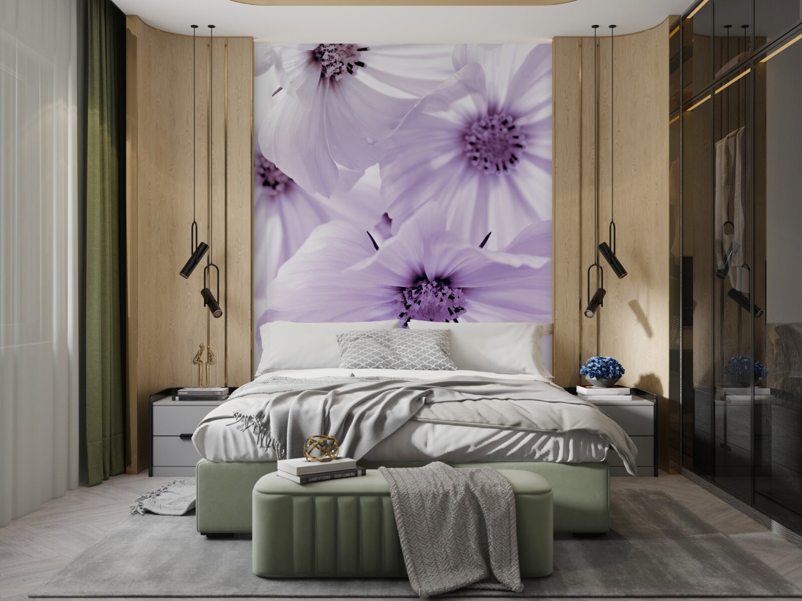 Fotobehang close-up van lila bloemen met fijne bloemblaadjes