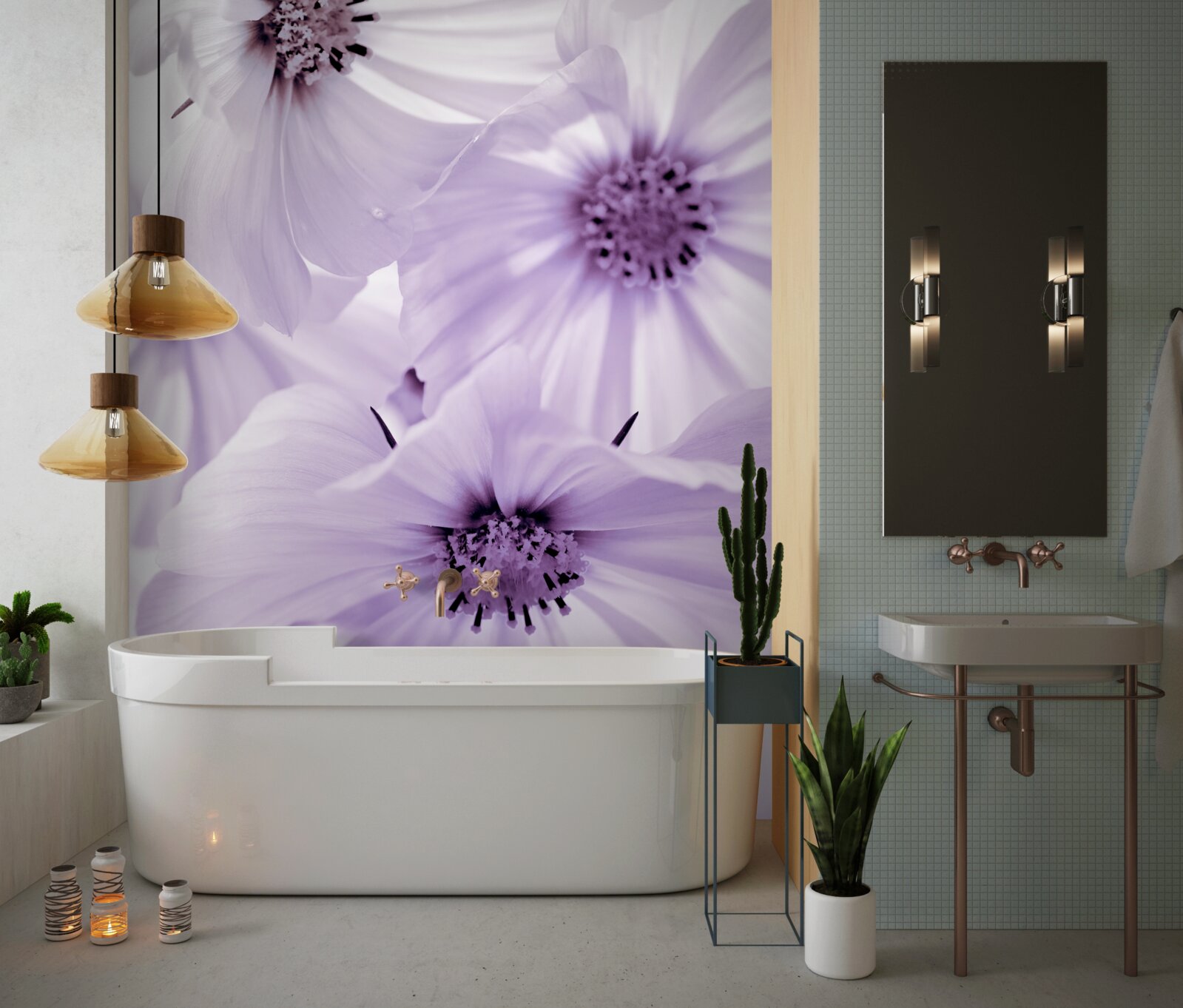 Fotobehang close-up van lila bloemen met fijne bloemblaadjes