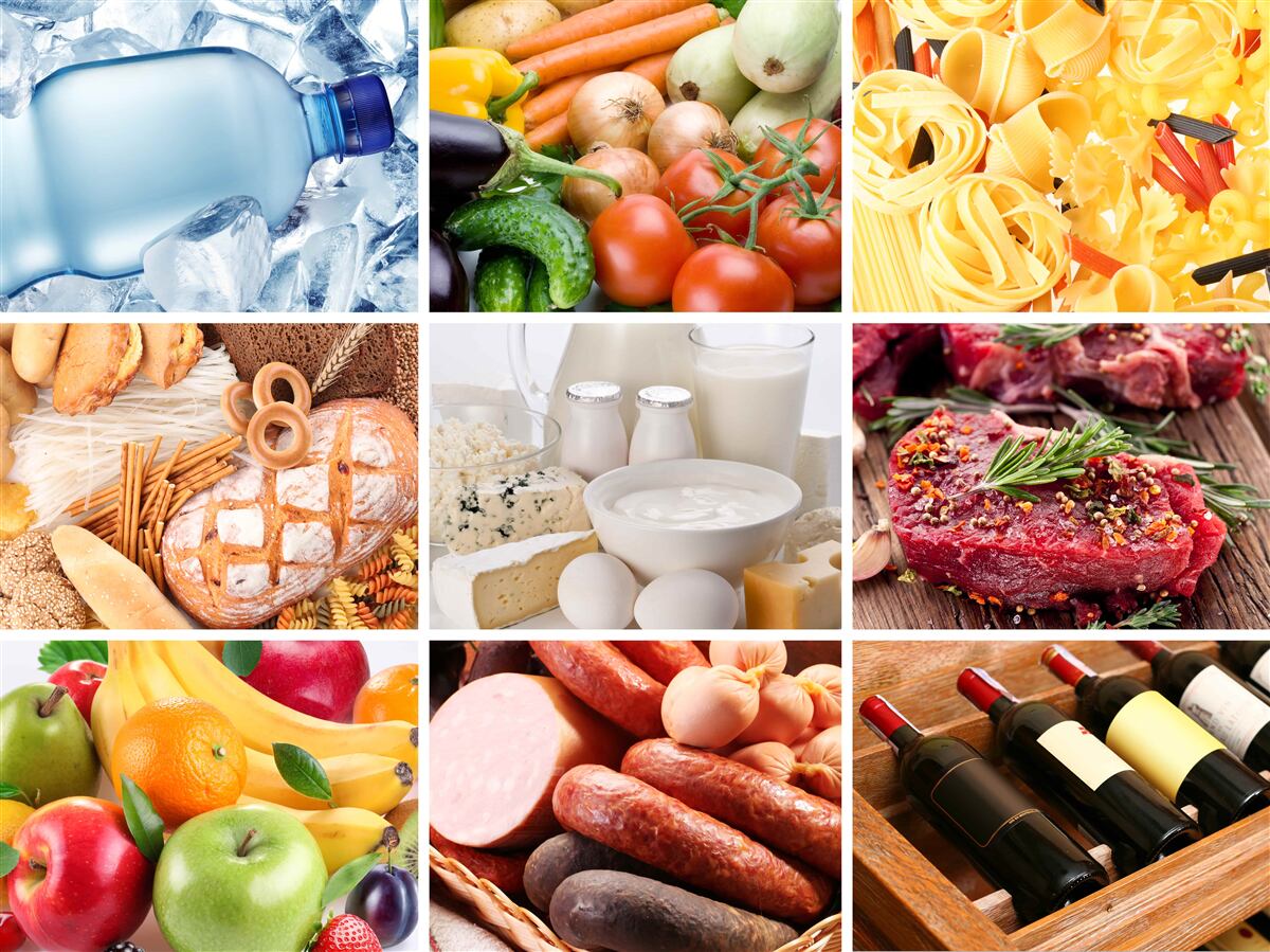 Fotobehang een reeks verschillende voedingsproducten