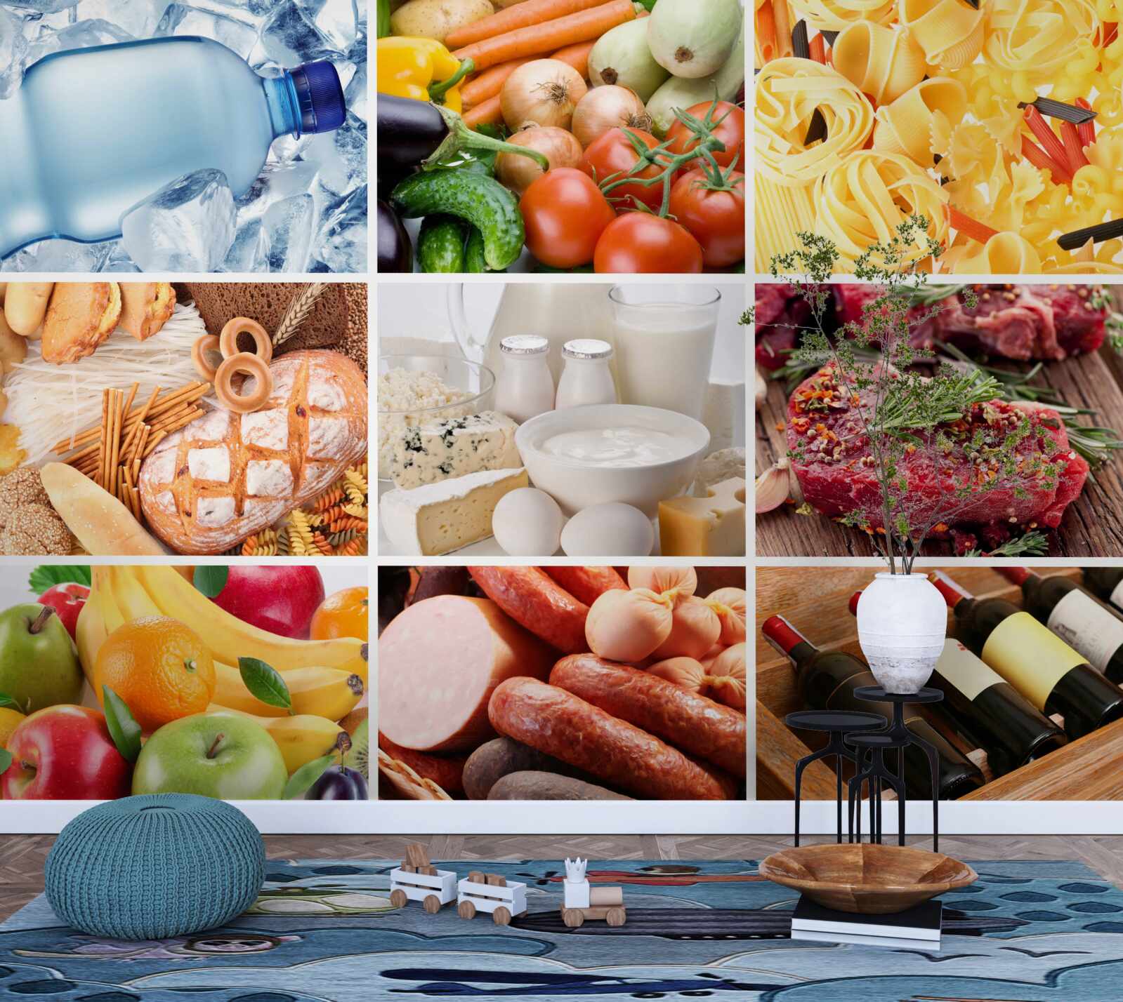 Fotobehang een reeks verschillende voedingsproducten