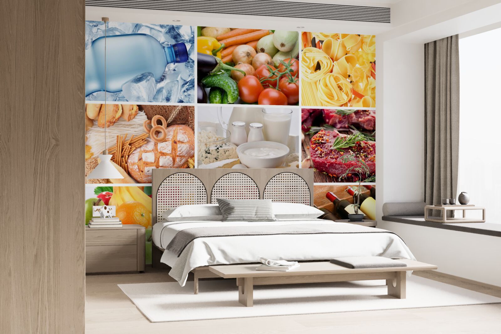 Fotobehang een reeks verschillende voedingsproducten