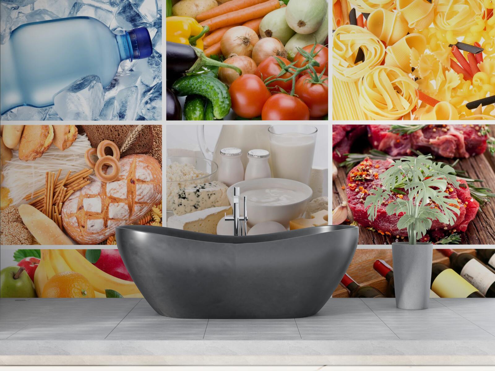 Fotobehang een reeks verschillende voedingsproducten