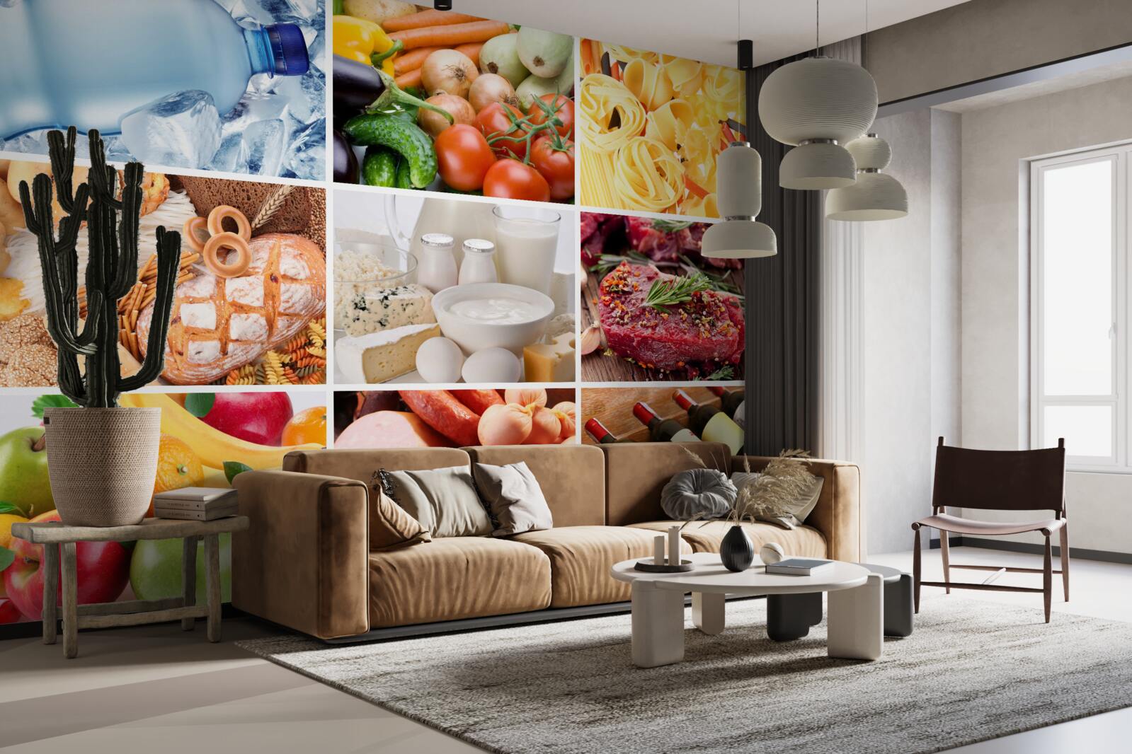 Fotobehang een reeks verschillende voedingsproducten