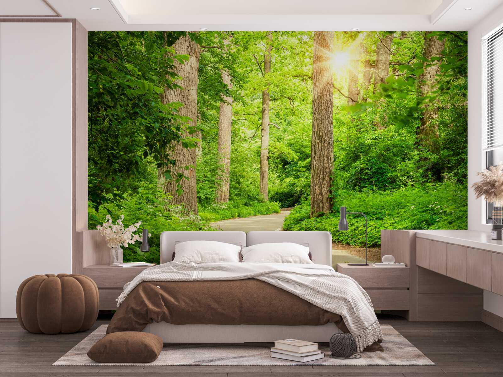 Fotobehang heldere dag in het smaragdgroene bos